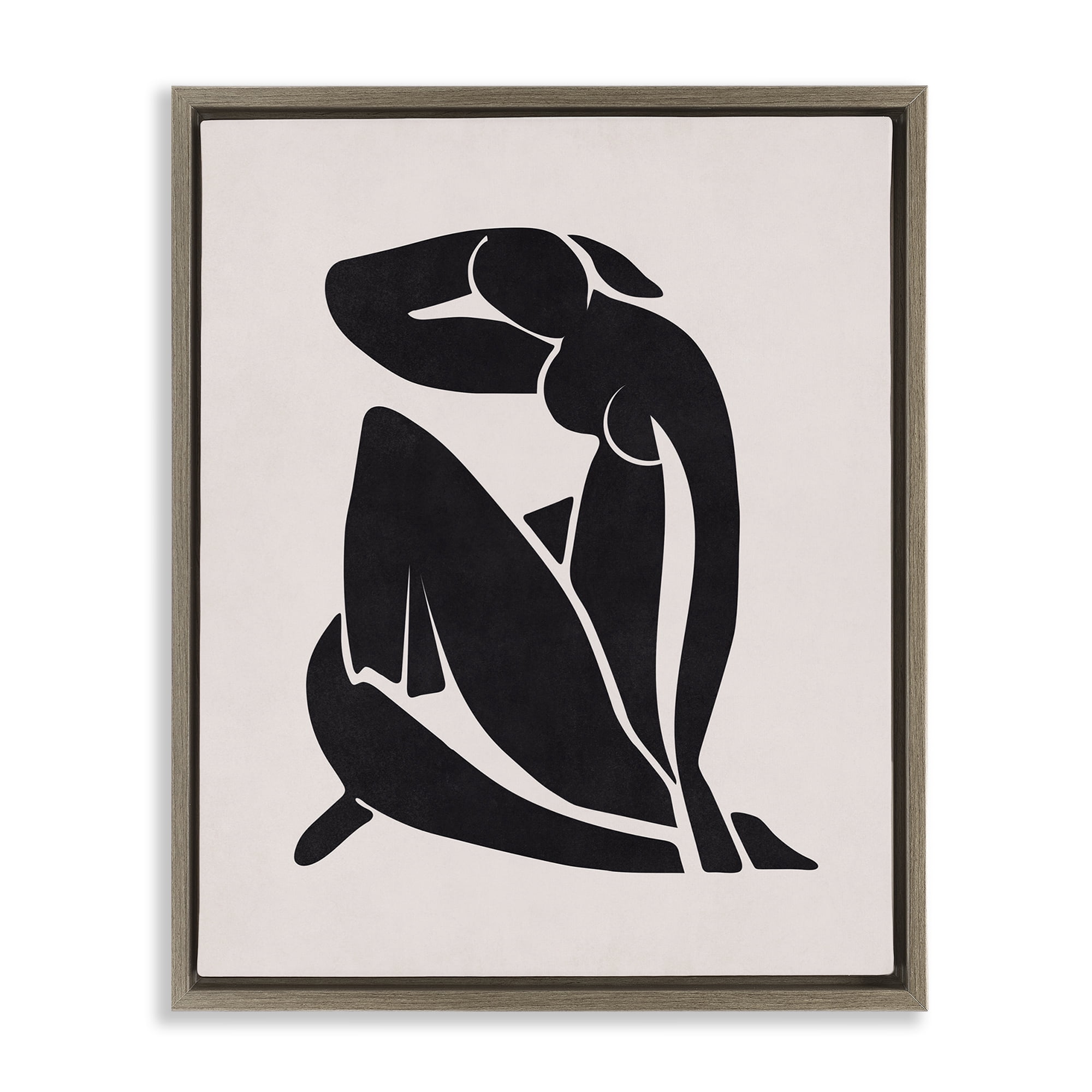 Stupell Industries Midcentury Boho Figure People Painting Brown Floater Framed Canvas Art Print Wall Art, 25 x 31