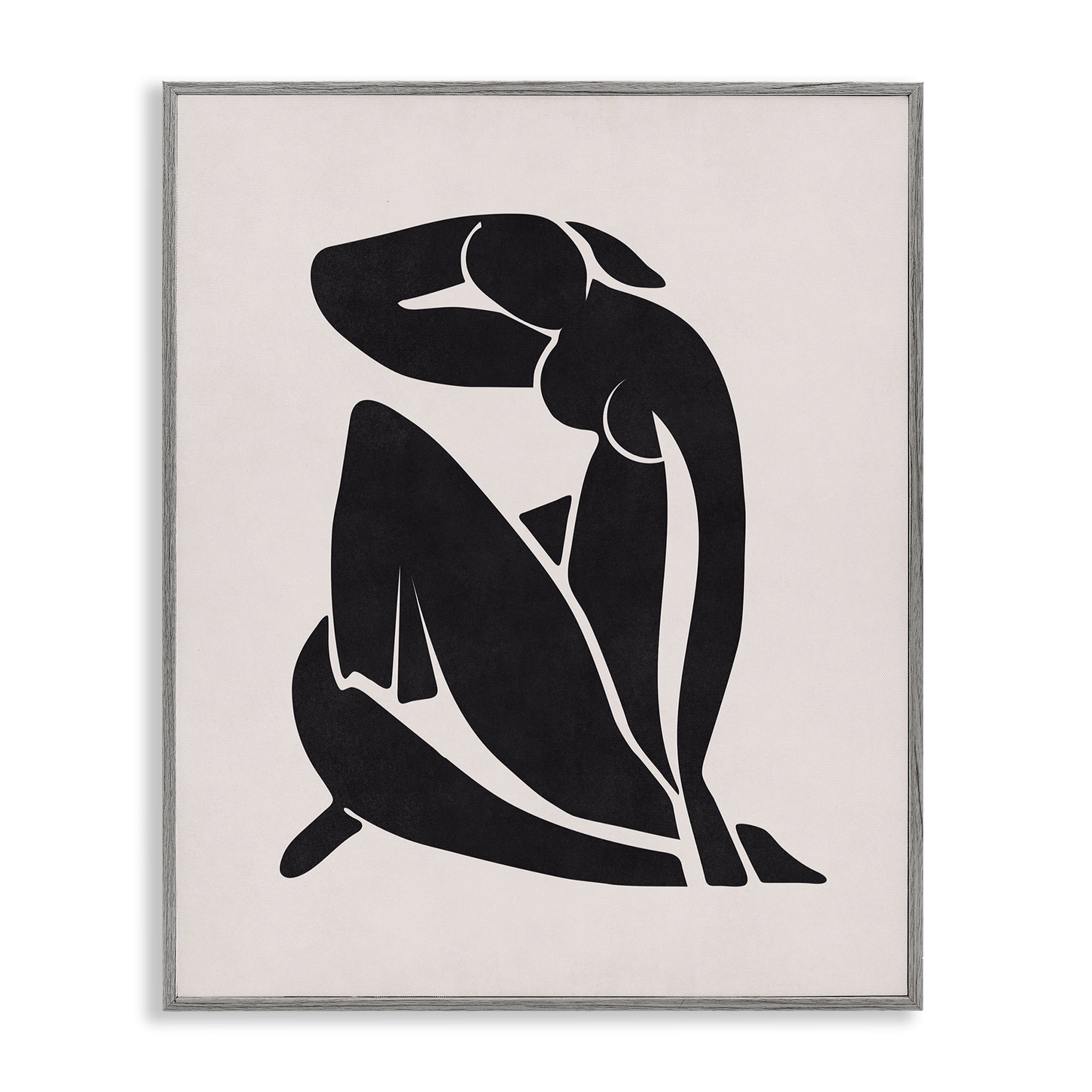 Stupell Industries Midcentury Boho Figure People Painting Gray Framed Art Print Wall Art, 11 x 14