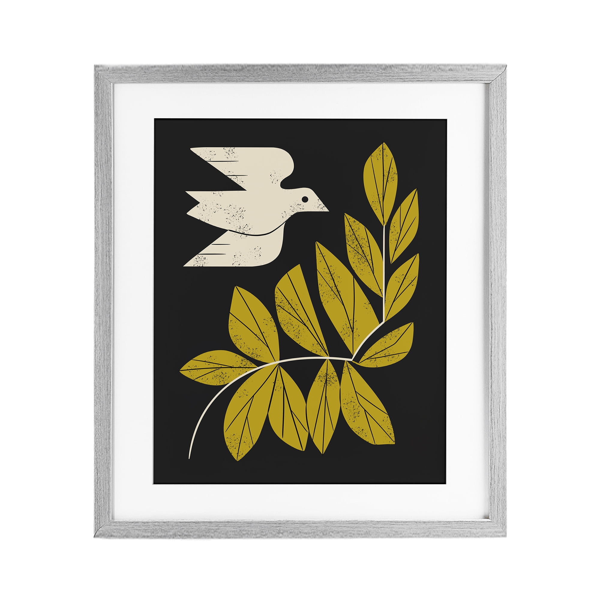 Stupell Industries Midcentury Dove & Branch Gray Framed Print Under Glass, design by Renea L. Thull