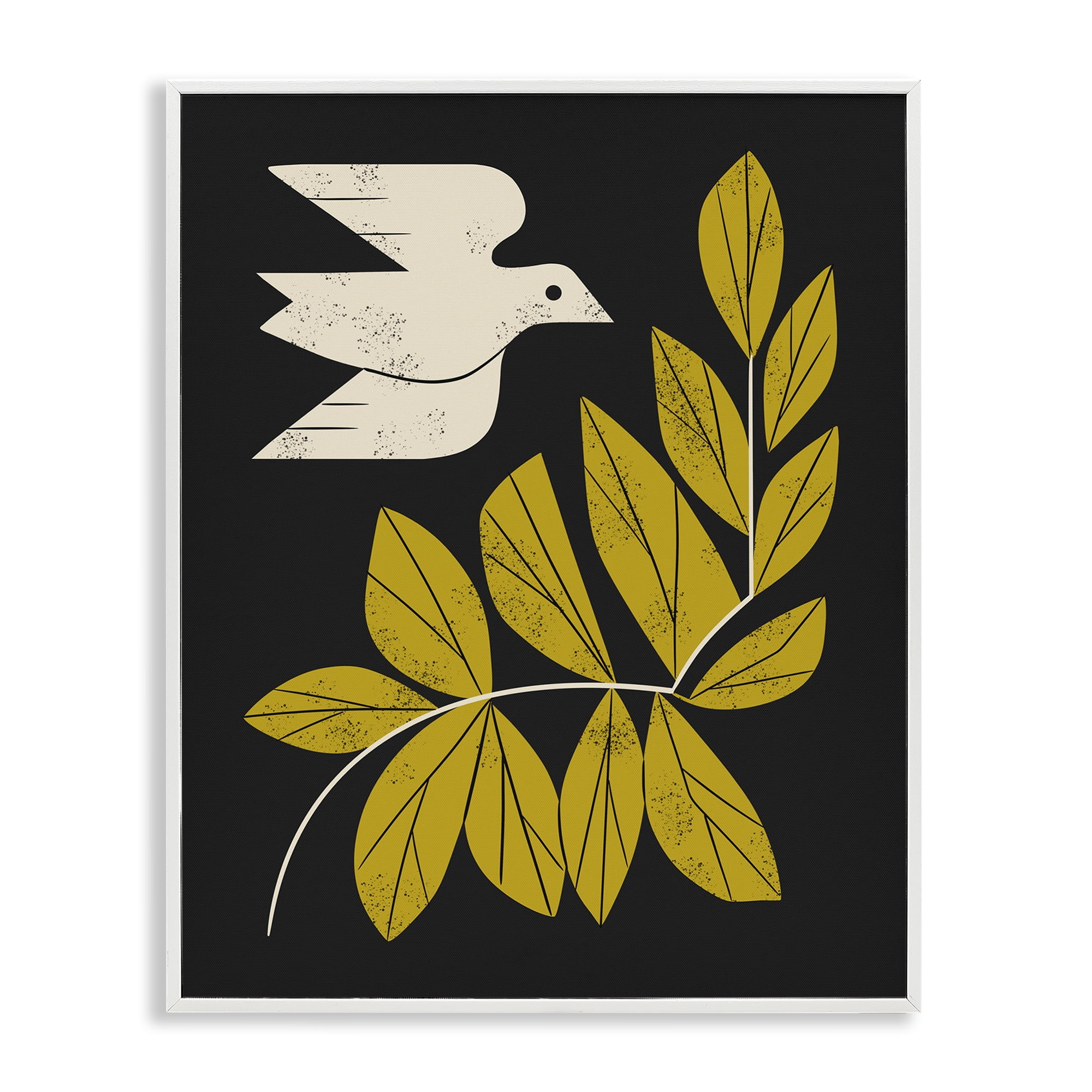 Stupell Industries Midcentury Dove & Branch White Framed Giclee Art, design by Renea L. Thull
