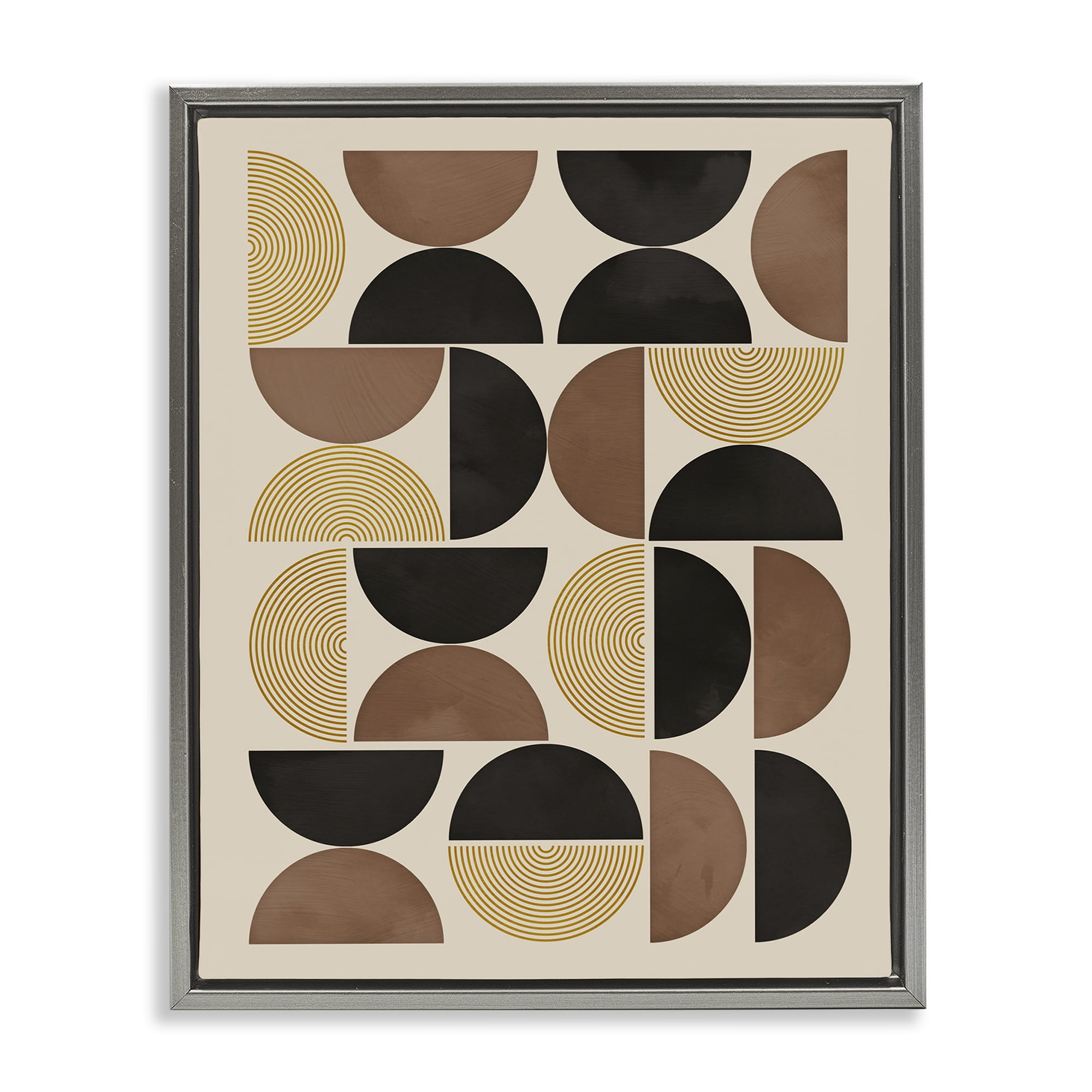 Stupell Industries Midcentury Geometric Arches Abstract Painting Gray Floater Framed Canvas Art Print Wall Art, 17 x 21