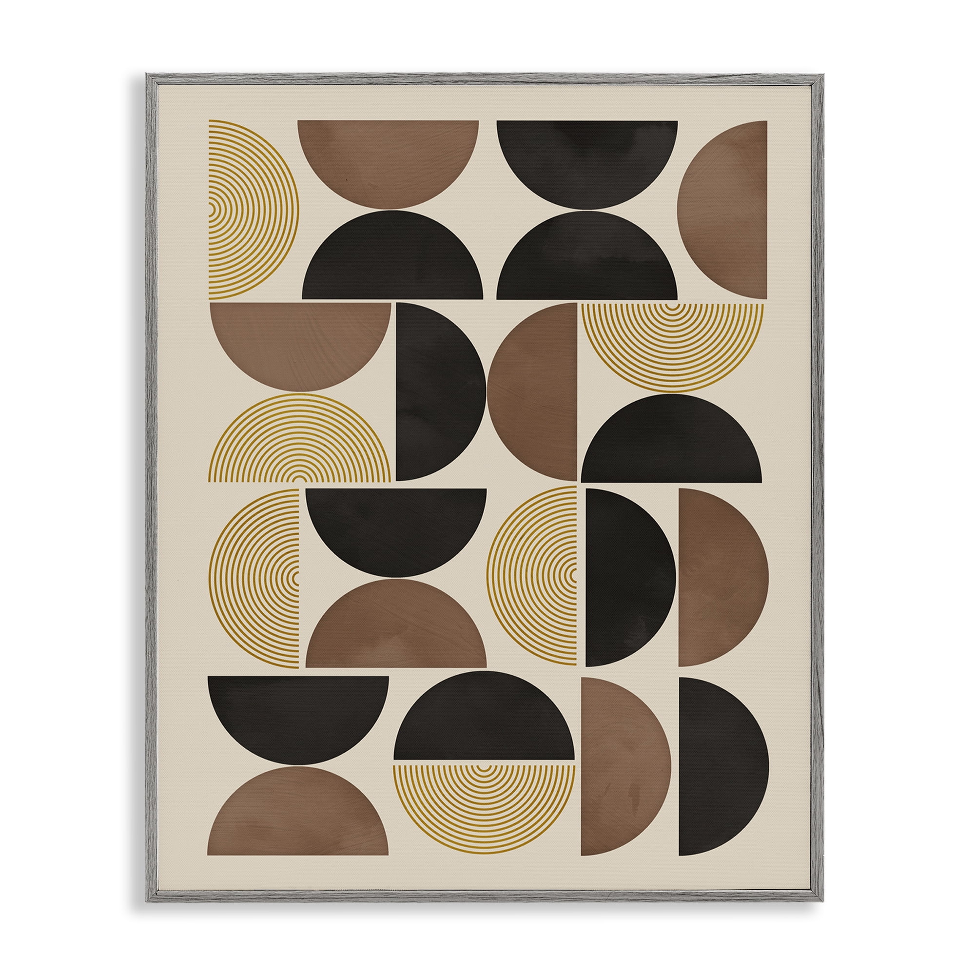 Stupell Industries Midcentury Geometric Arches Abstract Painting Gray Framed Art Print Wall Art, 24 x 30