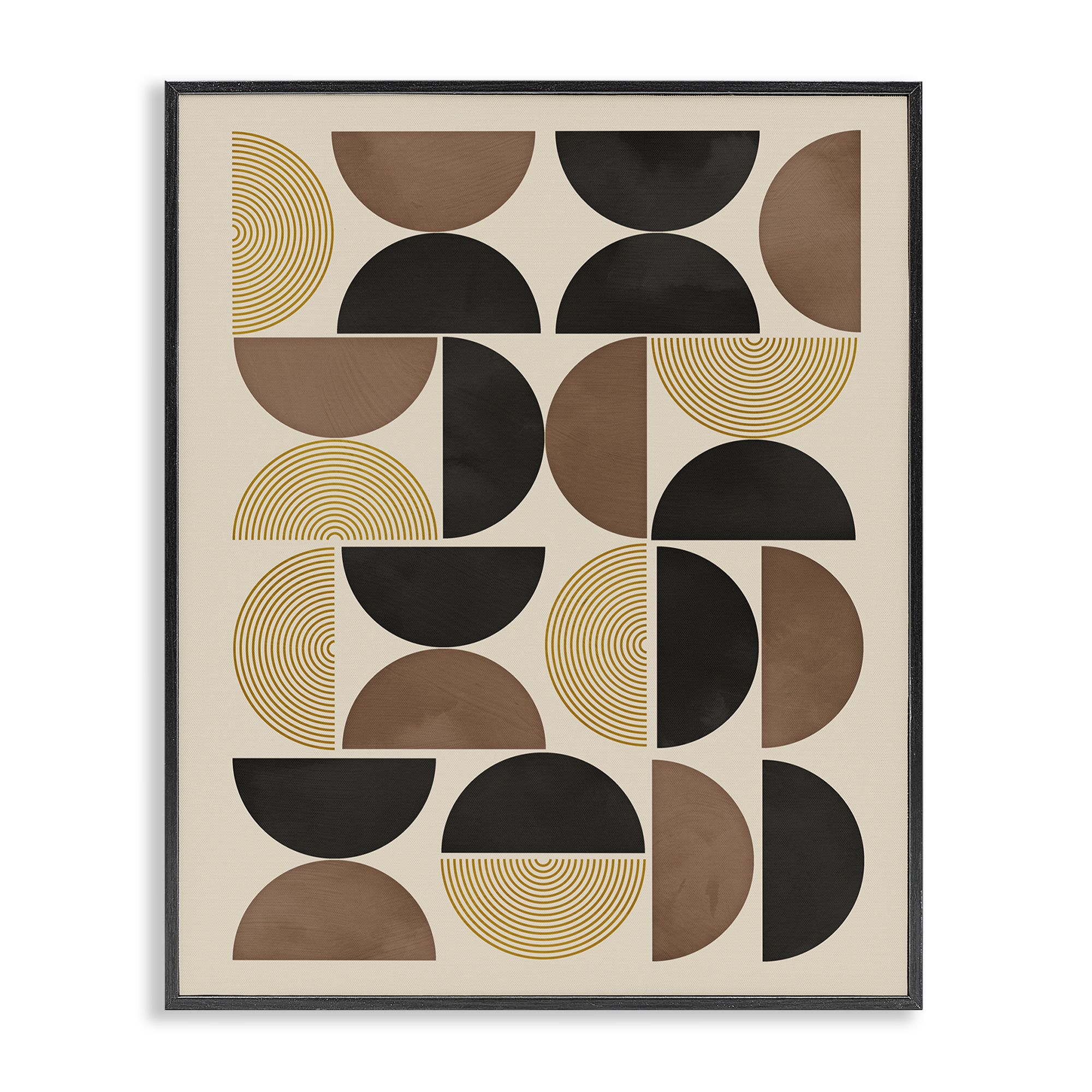 Stupell Industries Midcentury Geometric Shapes Abstract Painting Black Framed Art Print Wall Art, 24 x 30