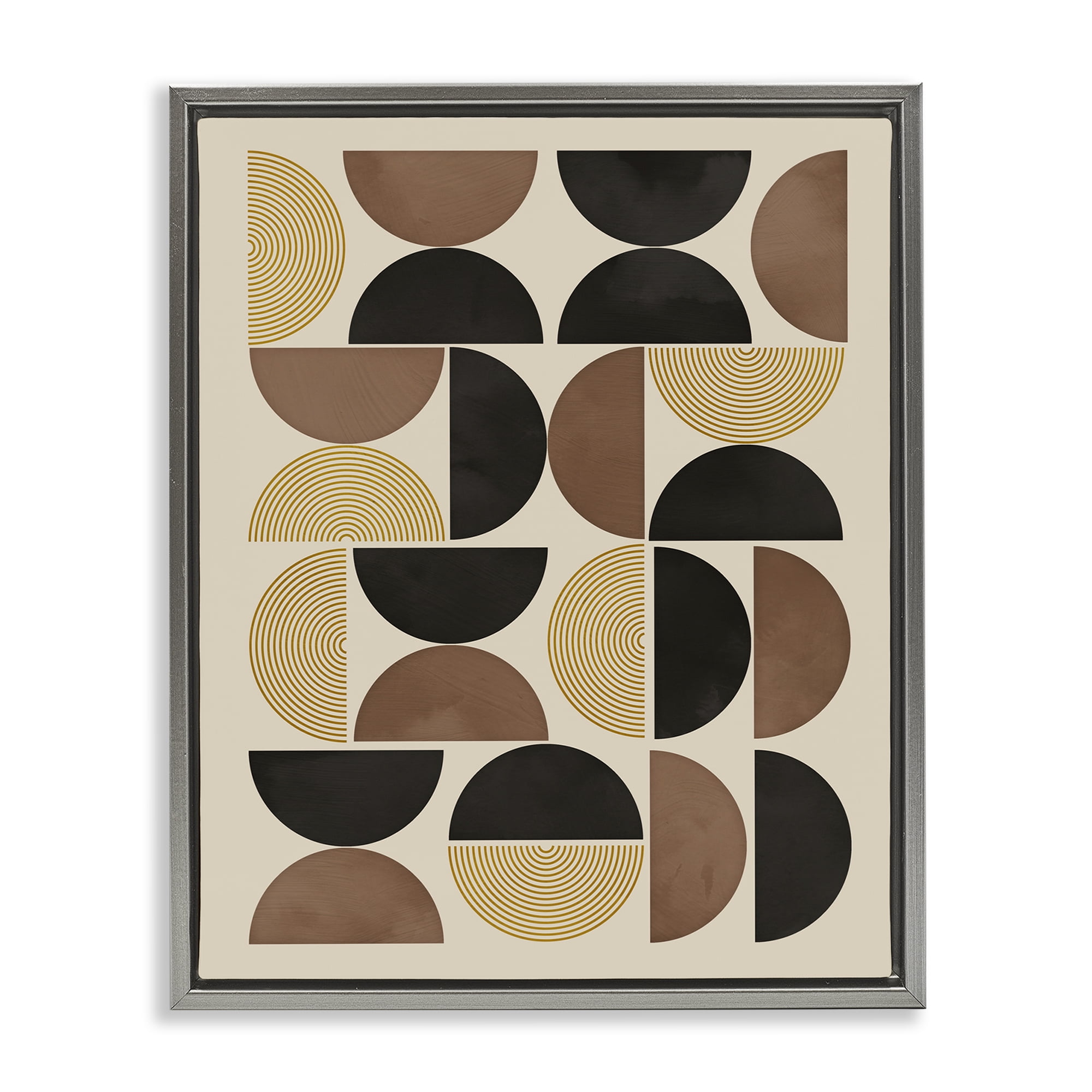 Stupell Industries Midcentury Geometric Shapes Abstract Painting Gray Floater Framed Canvas Art Print Wall Art, 17 x 21