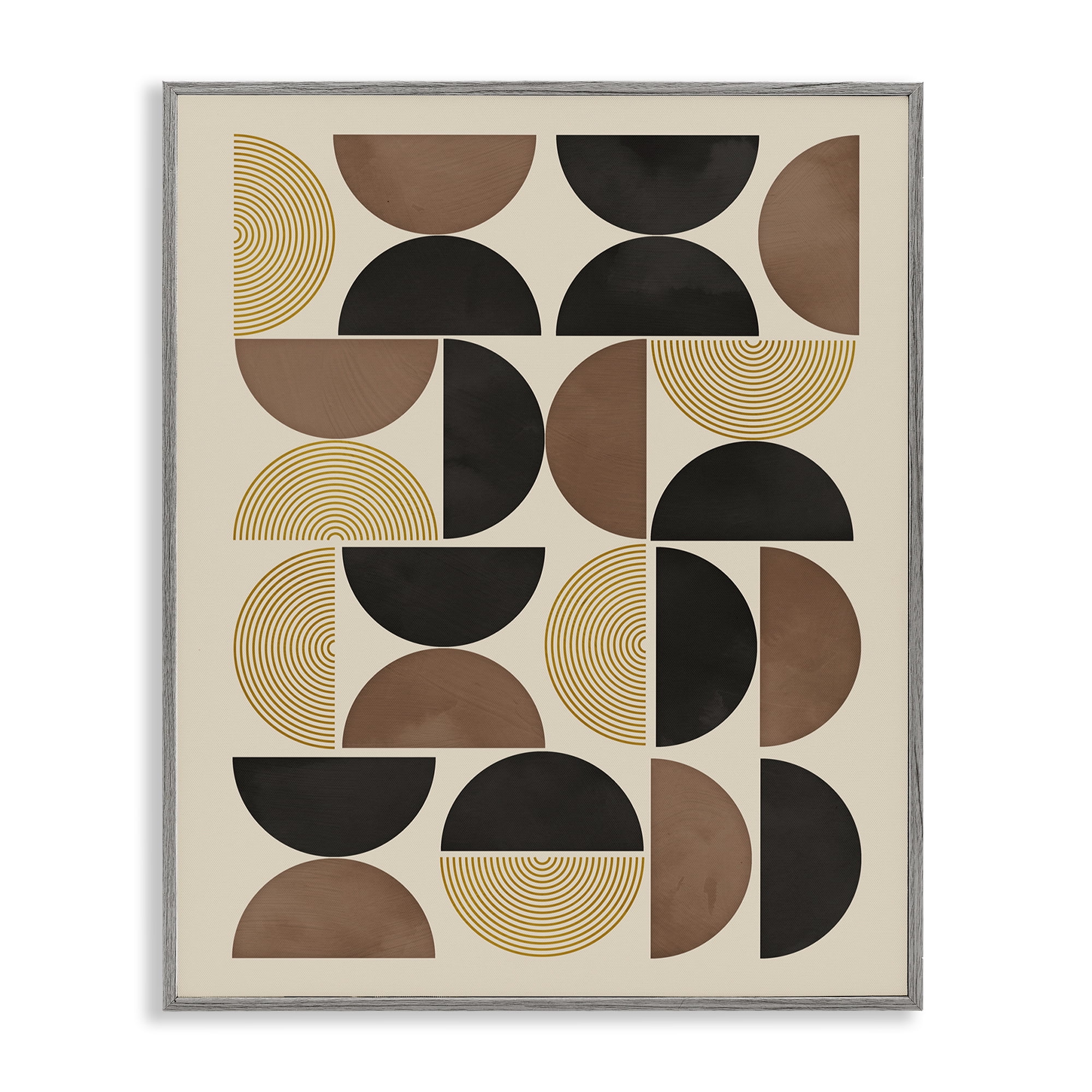 Stupell Industries Midcentury Geometric Shapes Abstract Painting Gray Framed Art Print Wall Art, 24 x 30