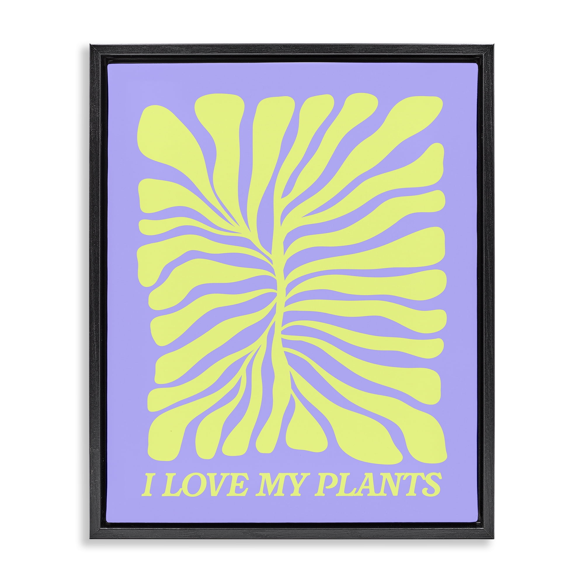 Stupell Industries Midcentury Love My Plants Plants & Flowers Painting Black Floater Framed Canvas Art Print Wall Art, 17 x 21