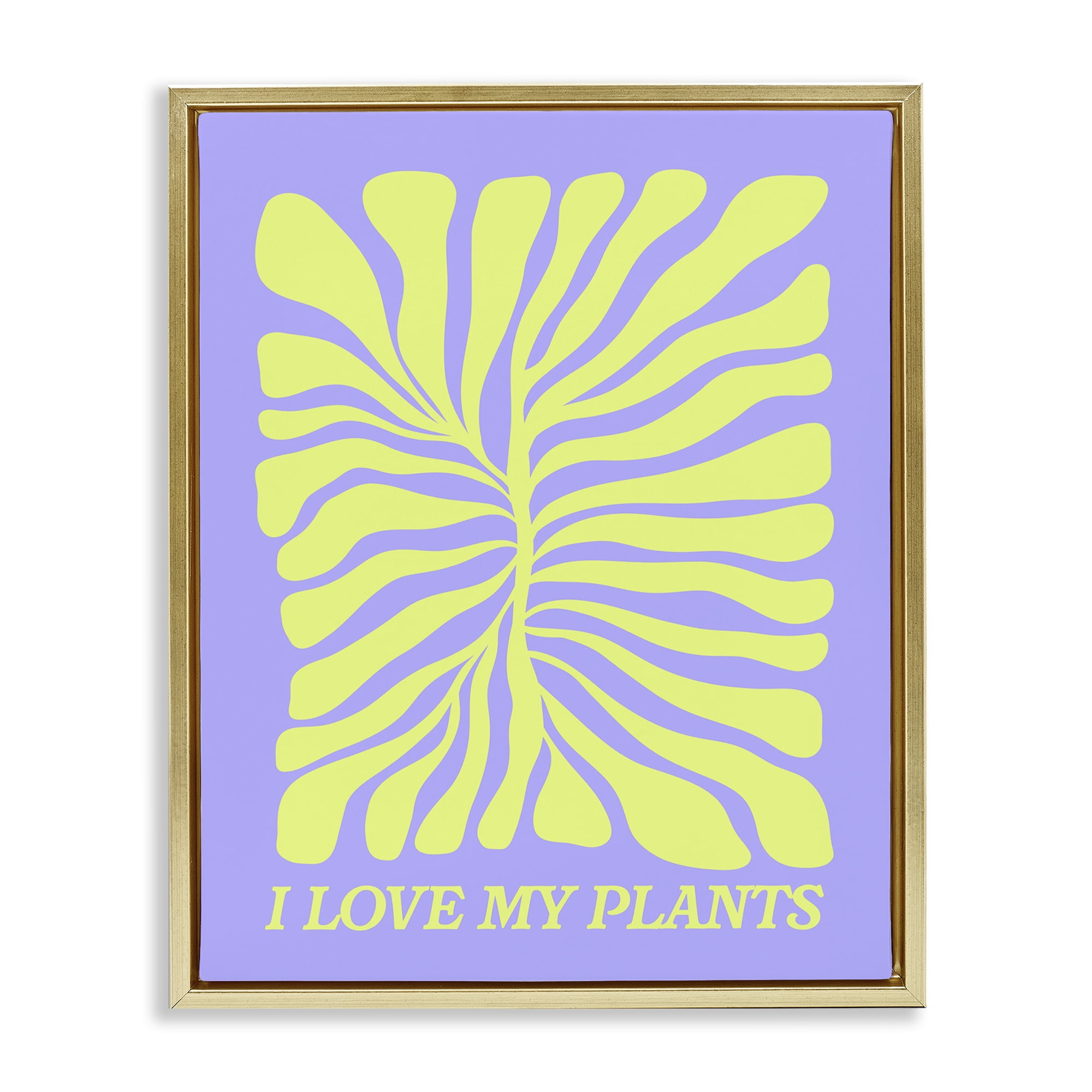 Stupell Industries Midcentury Love My Plants Plants & Flowers Painting Gold Floater Framed Canvas Art Print Wall Art, 25 x 31