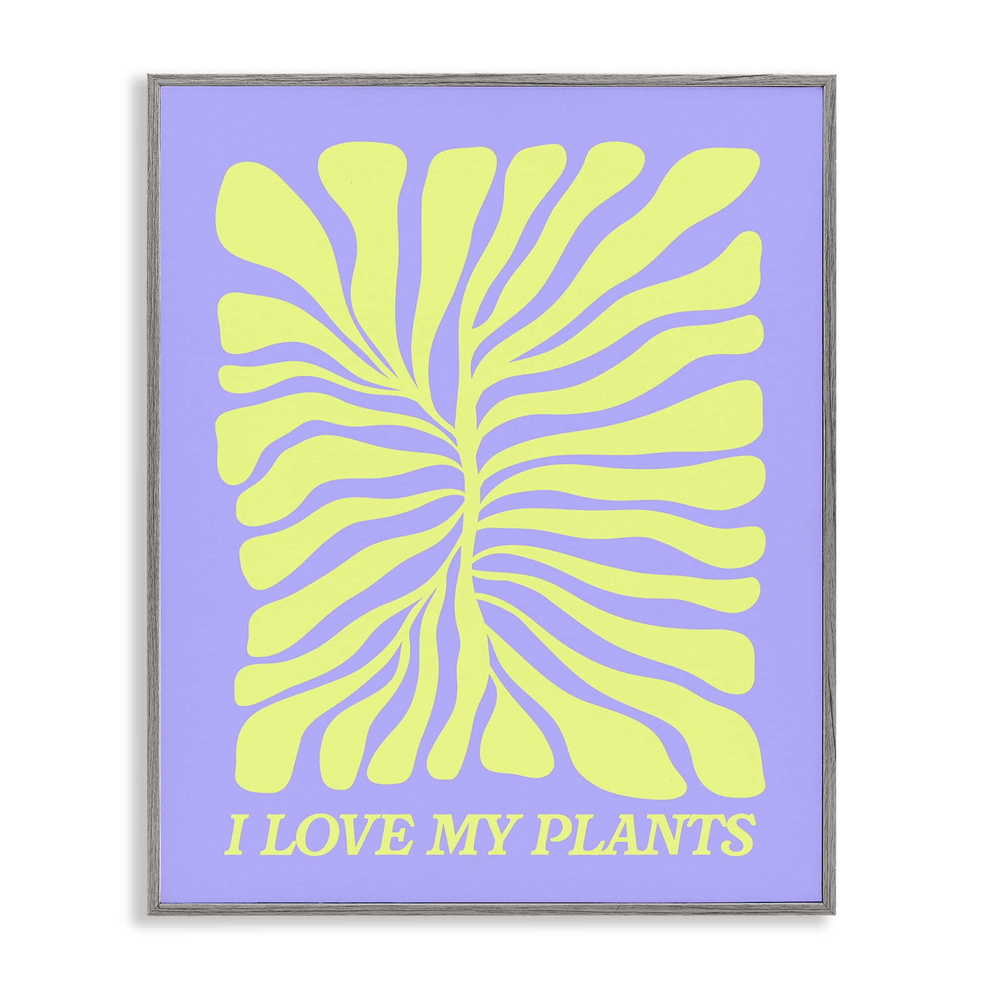 Stupell Industries Midcentury Love My Plants Plants & Flowers Painting Gray Framed Art Print Wall Art, 16 x 20
