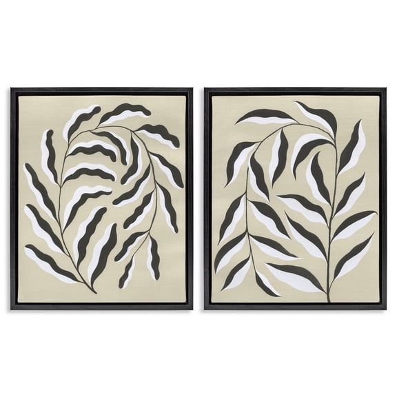 Stupell Industries Bohemian Midcentury Mod Botanicals Black 2pc Floating Frame Art Set, 25 x 31 each, by Grace Popp