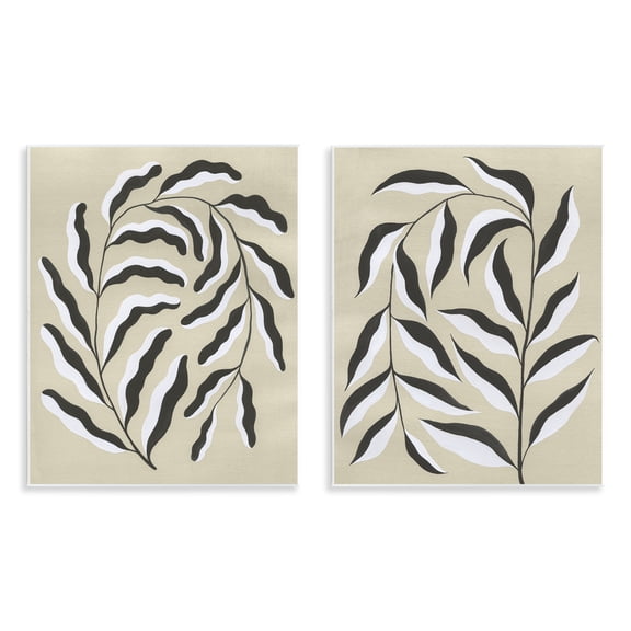 Stupell Industries Midcentury Mod Botanicals Floral Painting Unframed Art Print Wall Art, 11 x 14, Set of 2