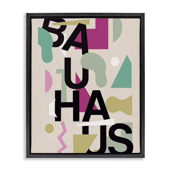 Stupell Industries Midcentury Modern Bauhaus Shapes Black Framed Floater Canvas Wall Art design by Annabelle Hall, 21 x 17