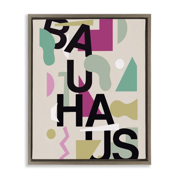 Stupell Industries Midcentury Modern Bauhaus Shapes Brown Framed Floater Canvas Wall Art design by Annabelle Hall, 21 x 17