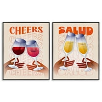Stupell Industries Midcentury Modern Cheers Food & Beverage Painting Black Framed Art Print Wall Art, 11 x 14, Set of 2