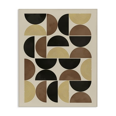 Stupell Industries Midcentury Neutral Geometric Abstract Painting Gallery Wrapped Canvas Art Print Wall Art, 16 x 20