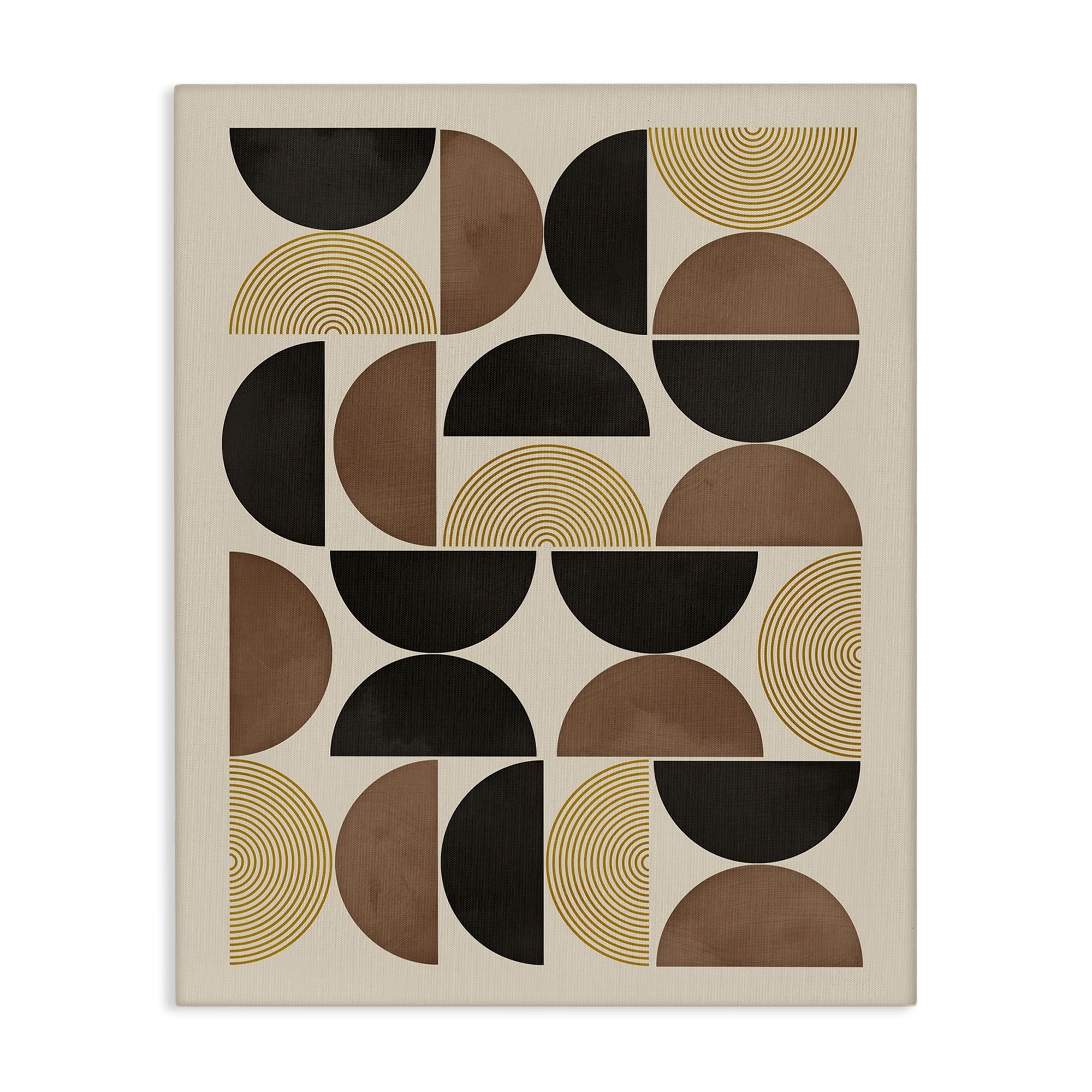 Stupell Industries Midcentury Neutral Geometric Abstract Painting Gallery Wrapped Canvas Art Print Wall Art, 36 x 48