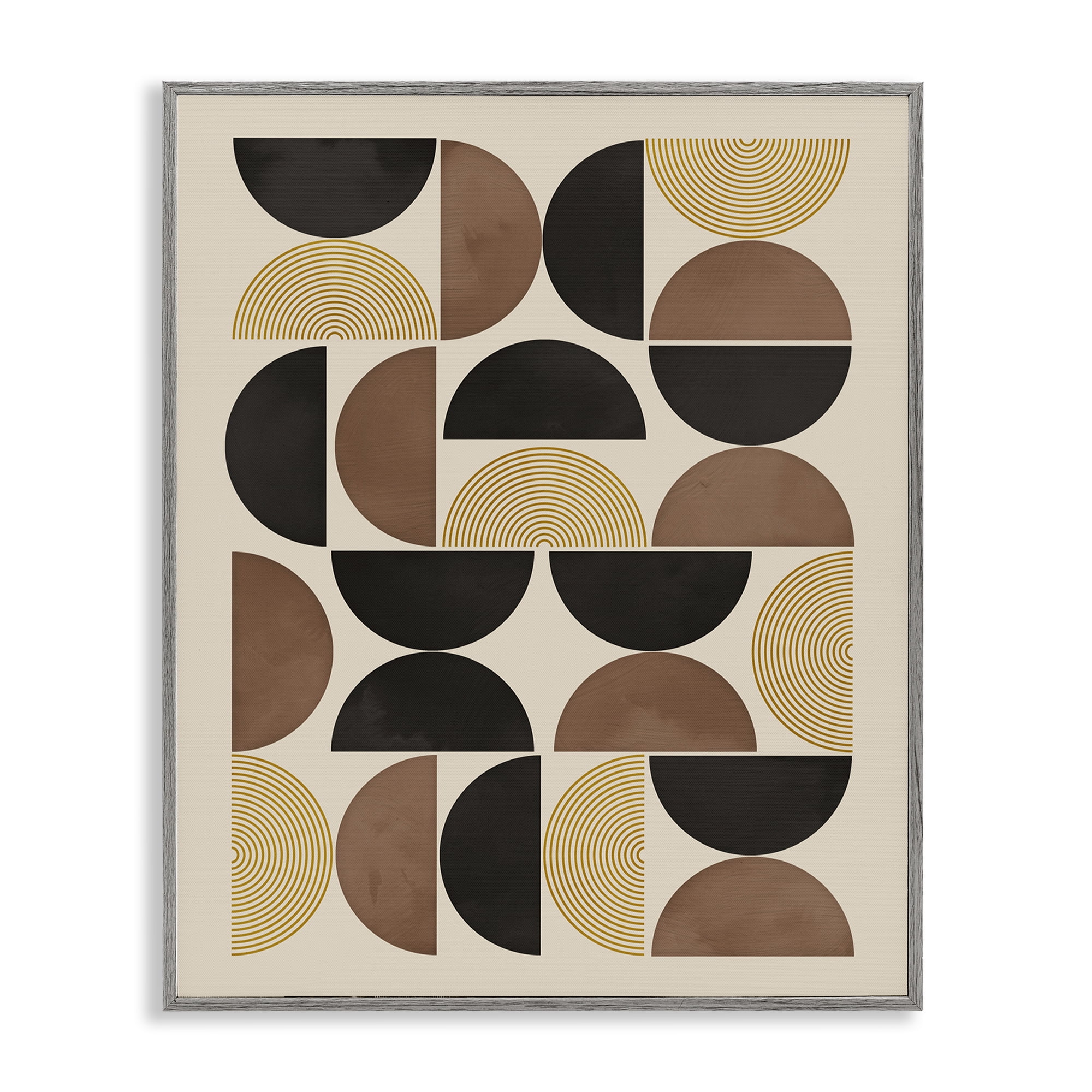 Stupell Industries Midcentury Neutral Geometric Abstract Painting Gray Framed Art Print Wall Art, 24 x 30