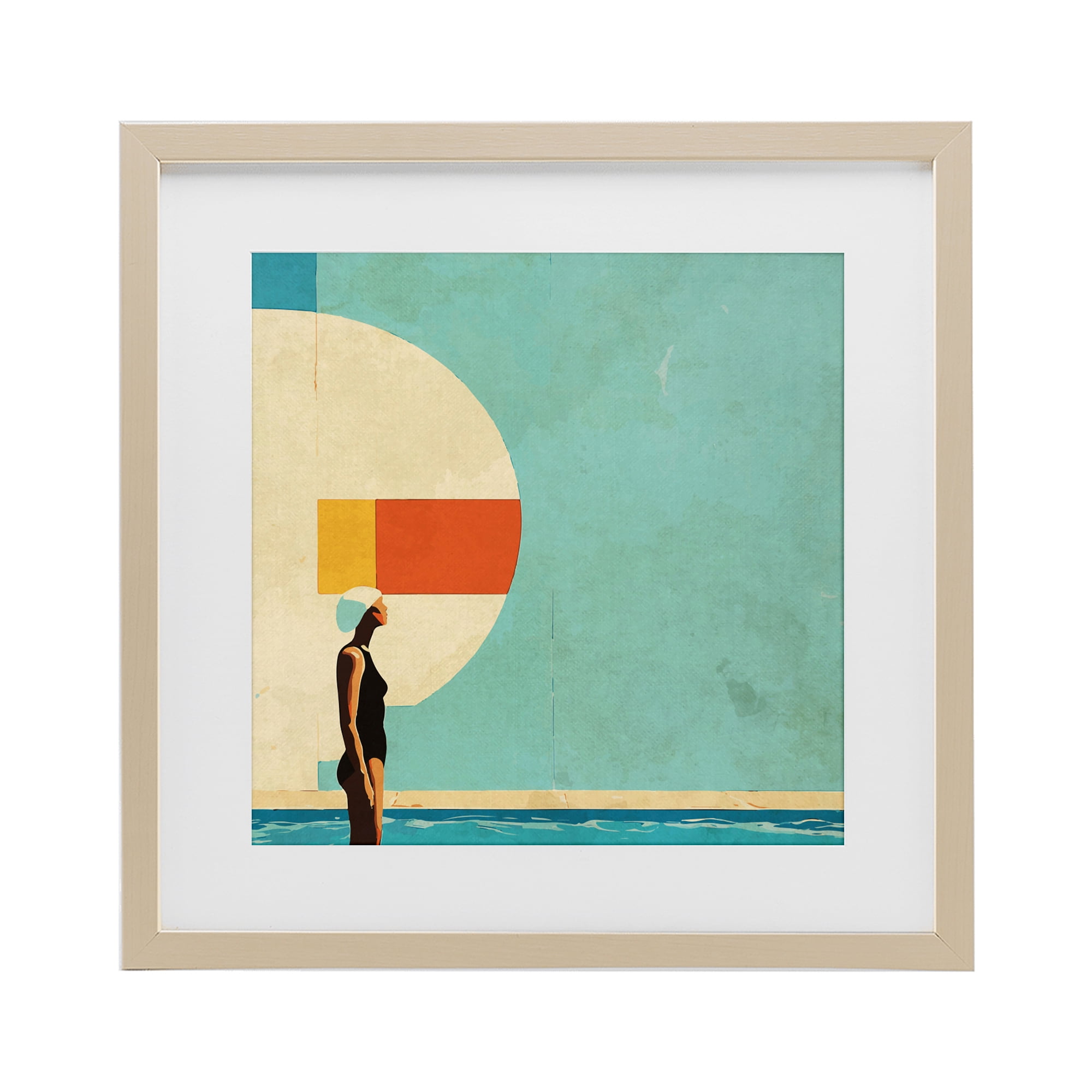 Stupell Industries Midcentury Pool Geometric Birch Framed Print Under Glass, design by Layla Oz