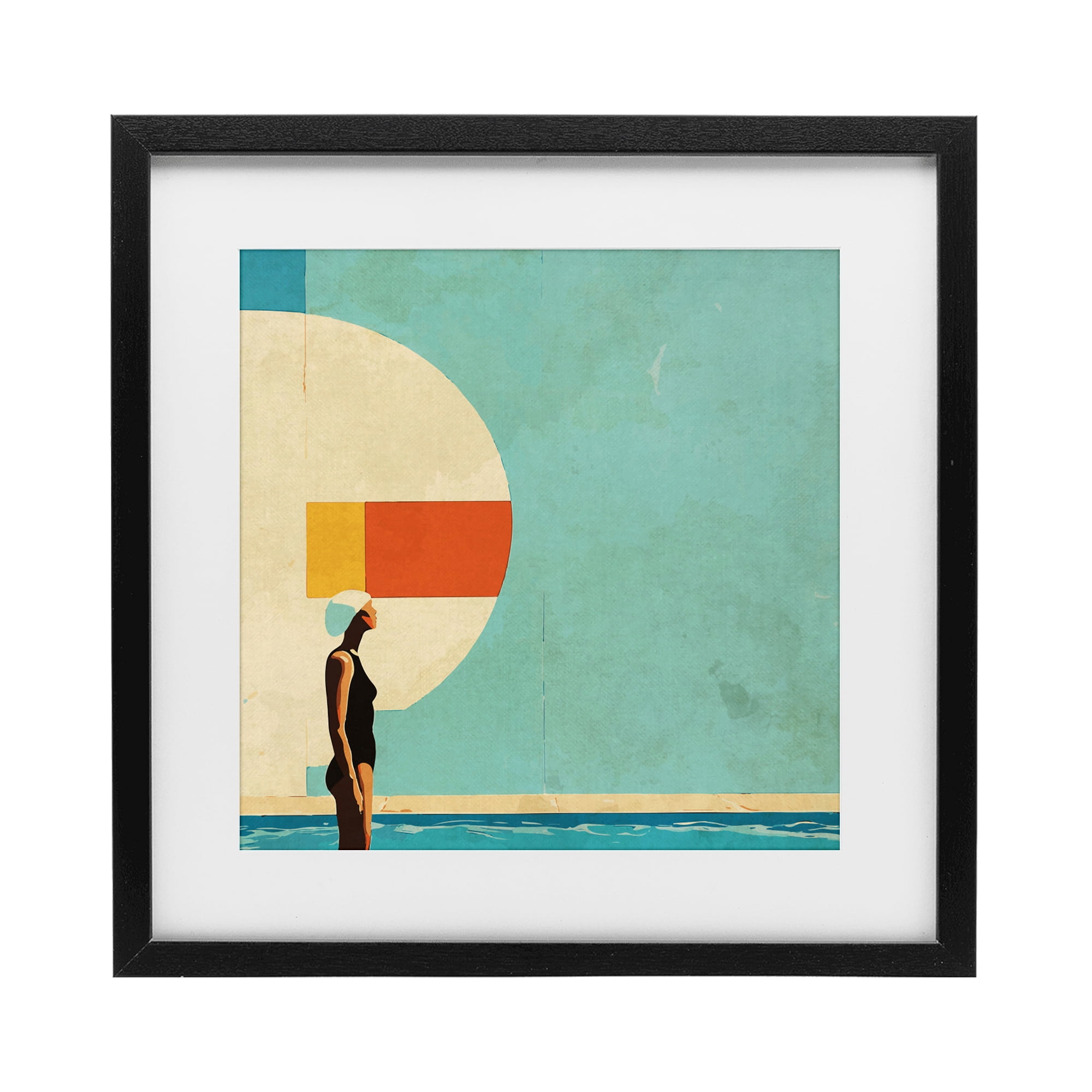 Stupell Industries Midcentury Pool Geometric Black Framed Print Under Glass, design by Layla Oz
