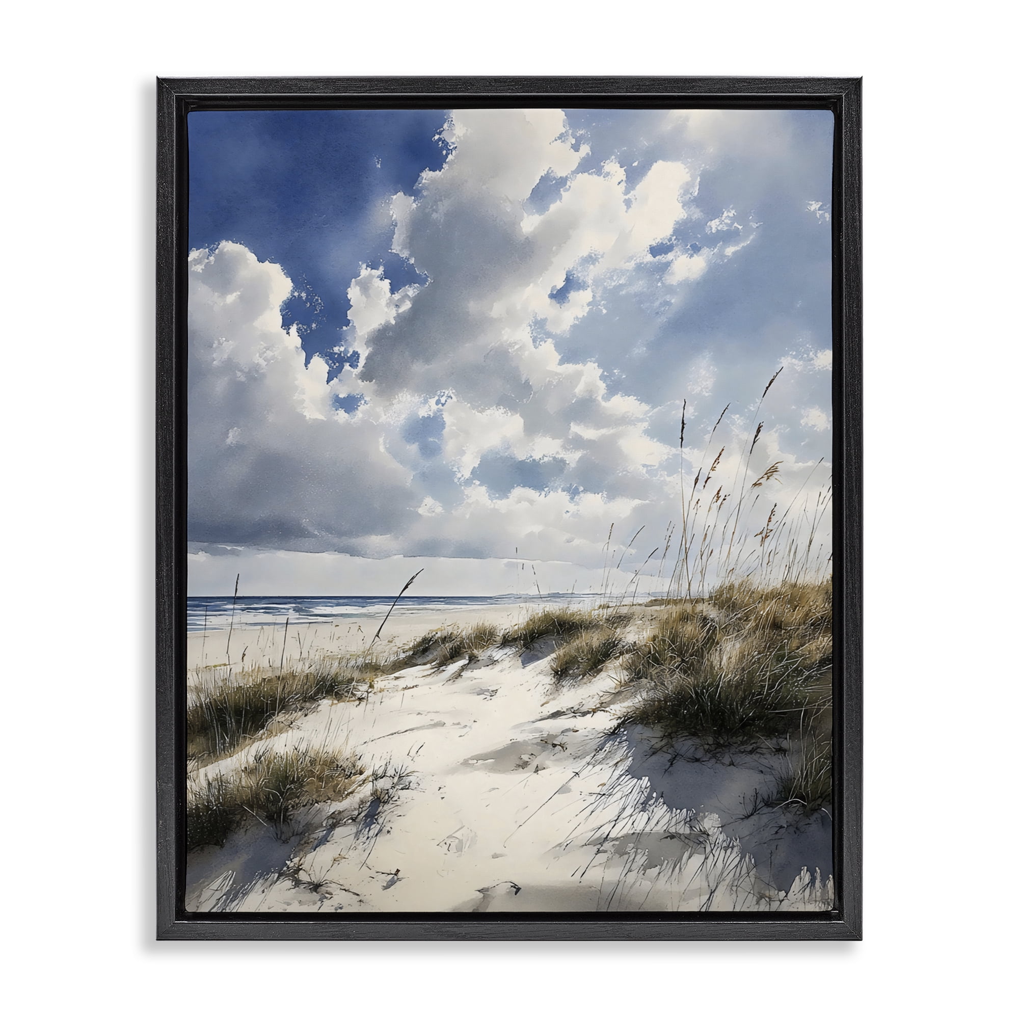 Stupell Industries Midday Sunny Beach Dunes Black Framed Floater Canvas Wall Art, design by Franklyn Gregory