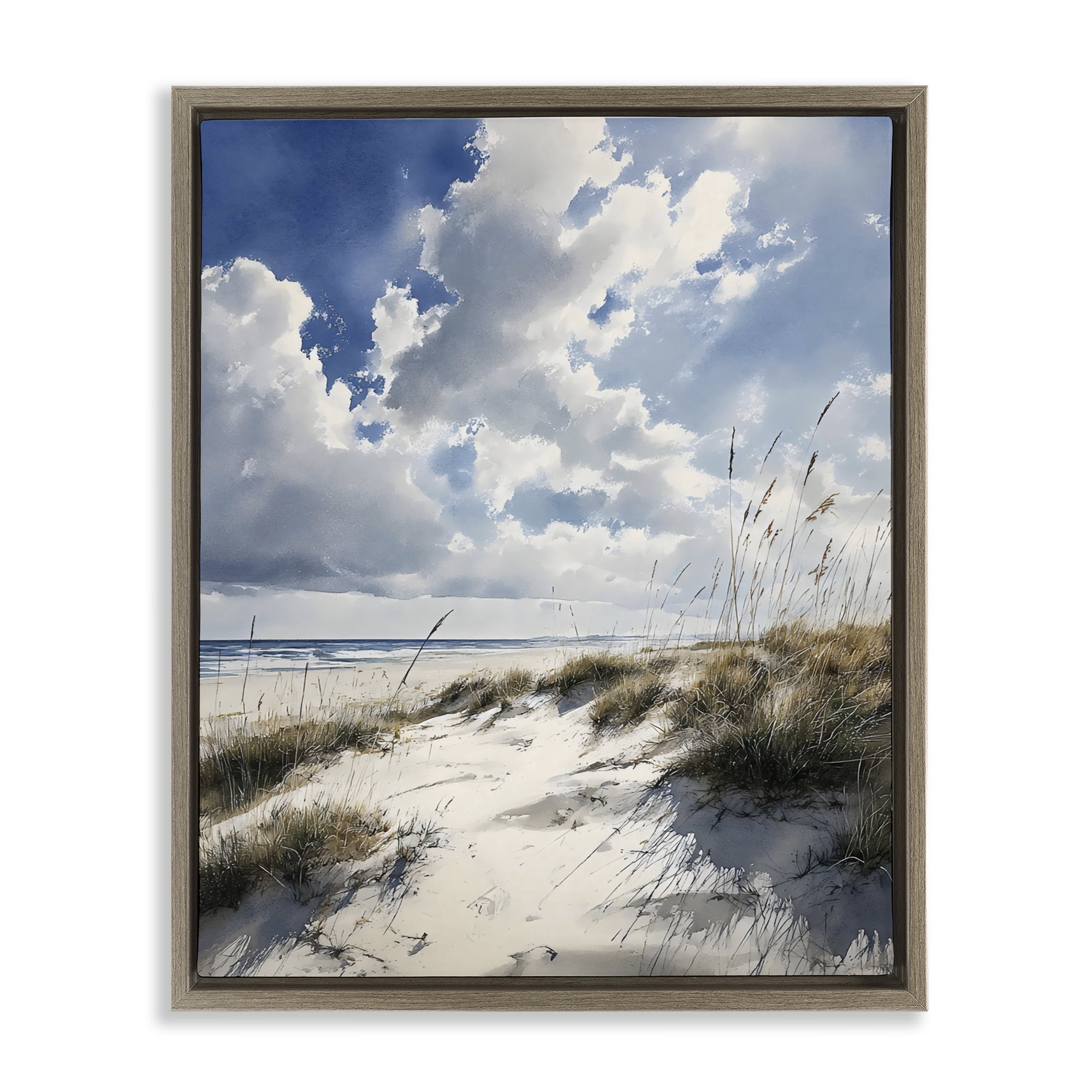Stupell Industries Midday Sunny Beach Dunes Brown Framed Floater Canvas Wall Art, design by Franklyn Gregory