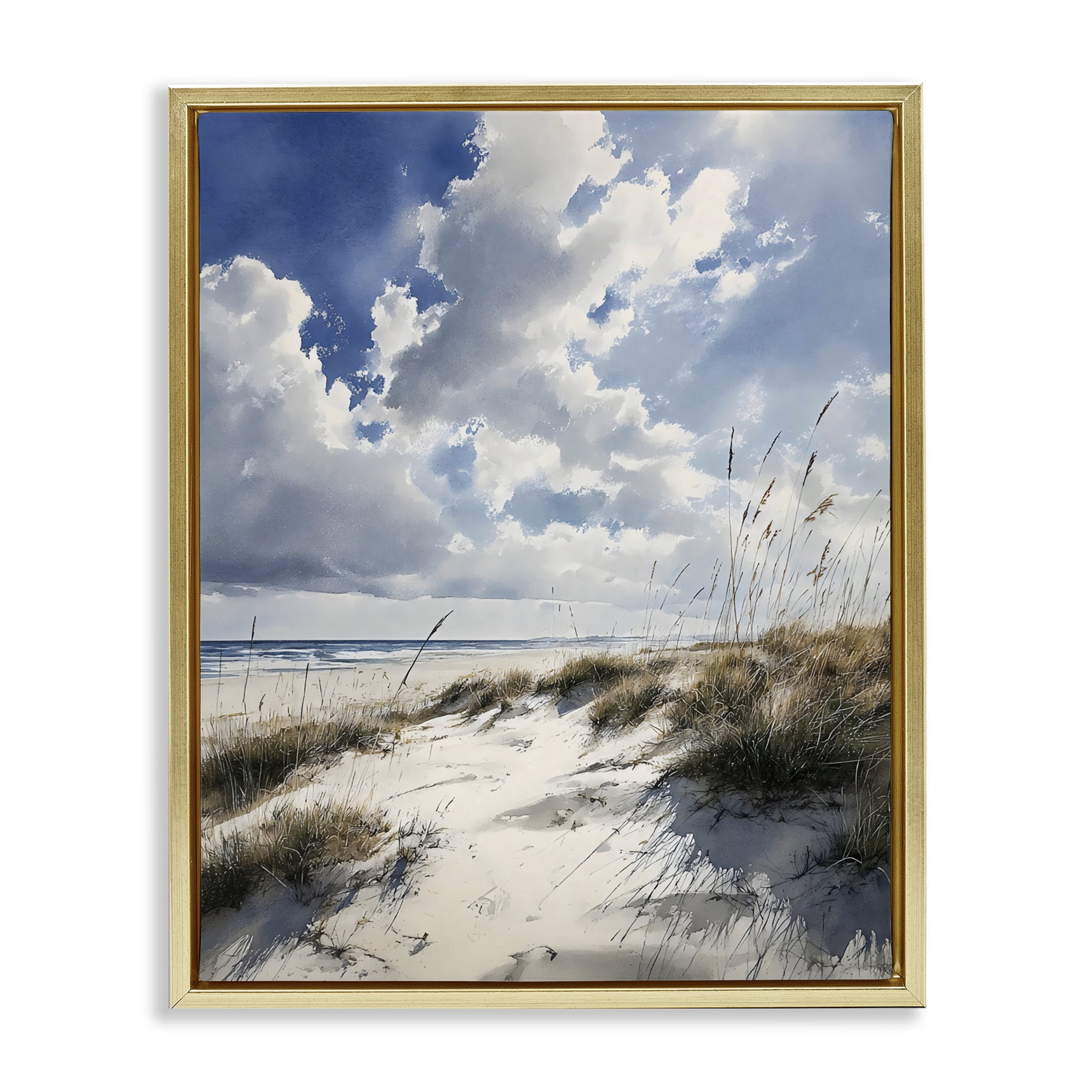 Stupell Industries Midday Sunny Beach Dunes Gold Framed Floater Canvas Wall Art, design by Franklyn Gregory