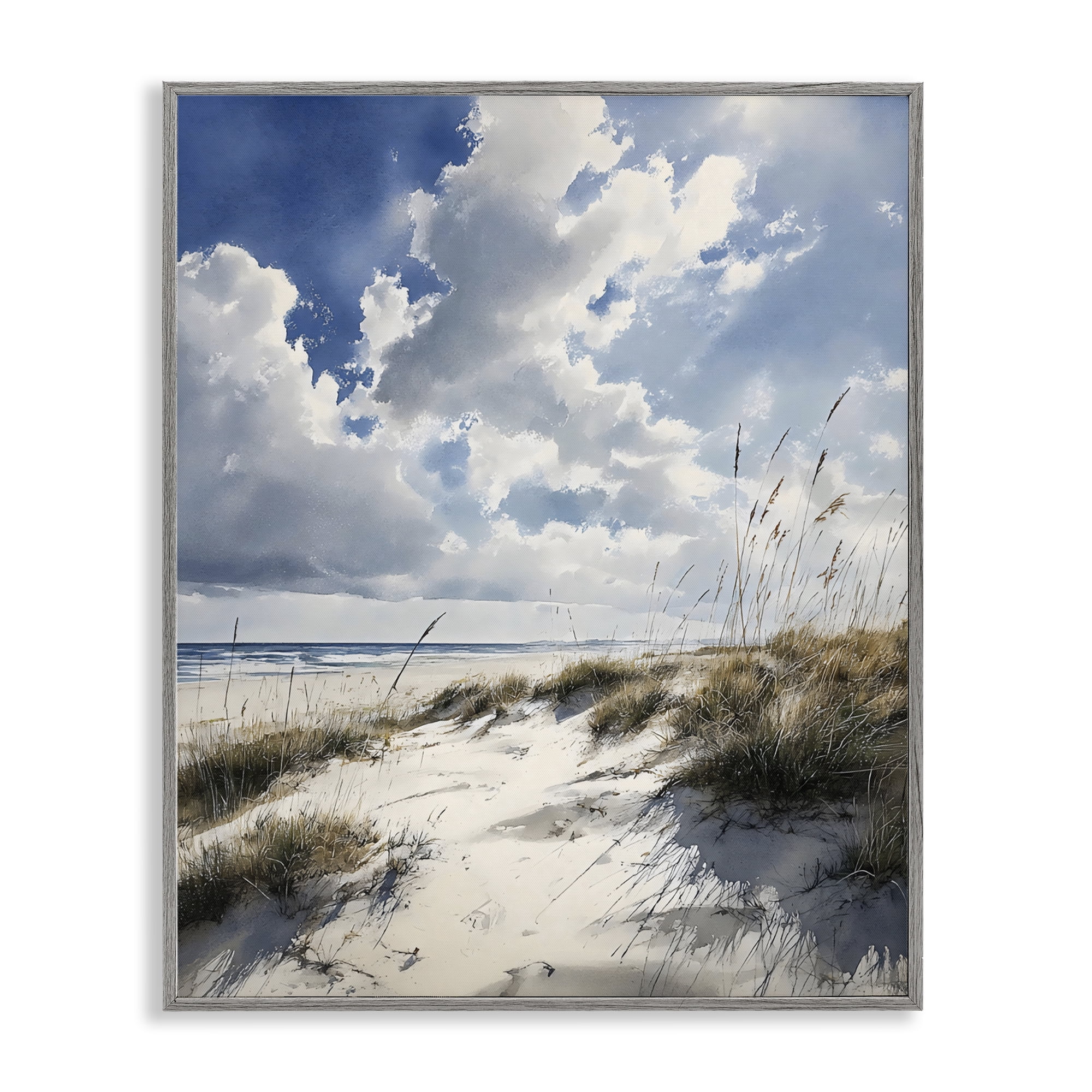 Stupell Industries Midday Sunny Beach Dunes Gray Framed Giclee Art, design by Franklyn Gregory
