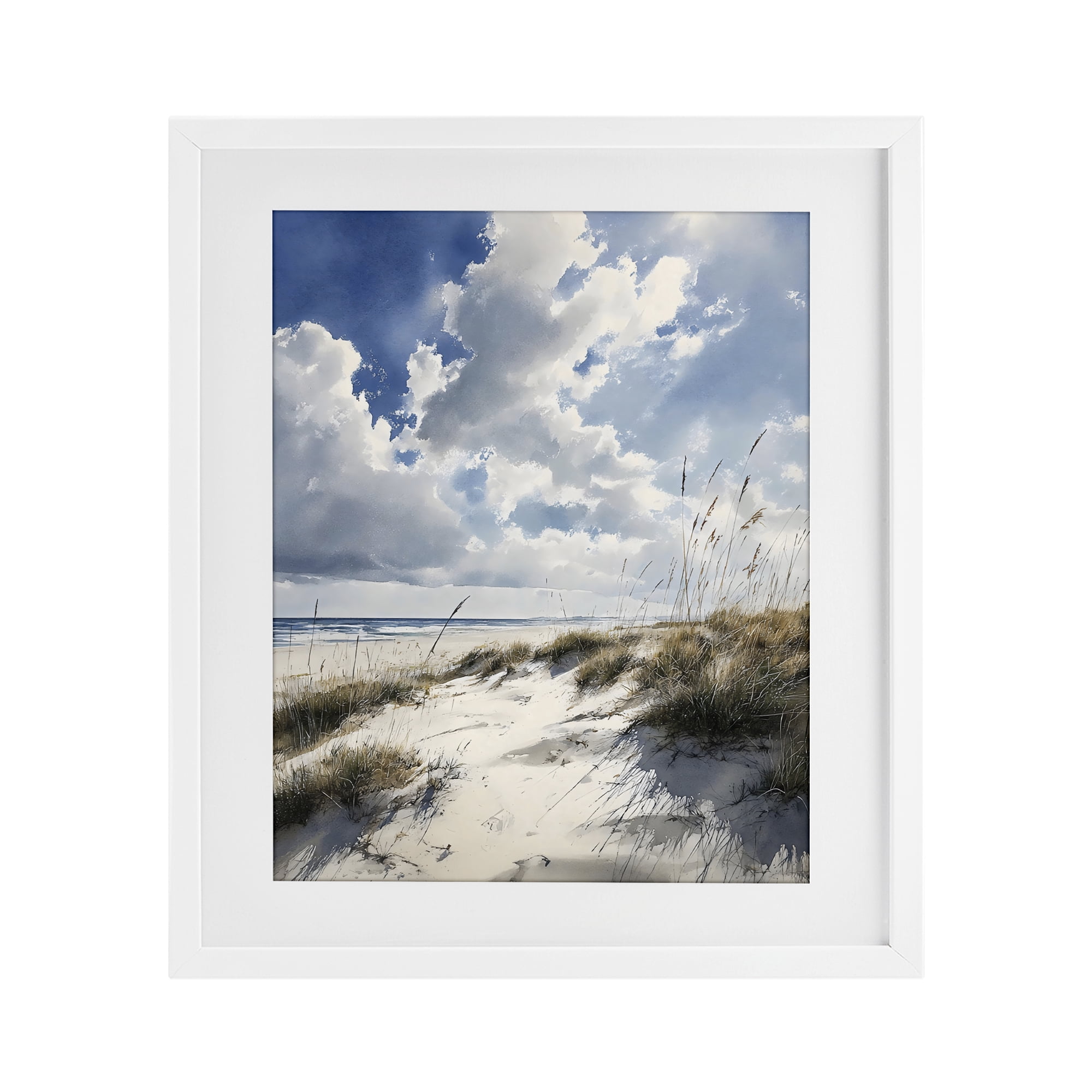 Stupell Industries Midday Sunny Beach Dunes White Framed Print Under Glass, design by Franklyn Gregory