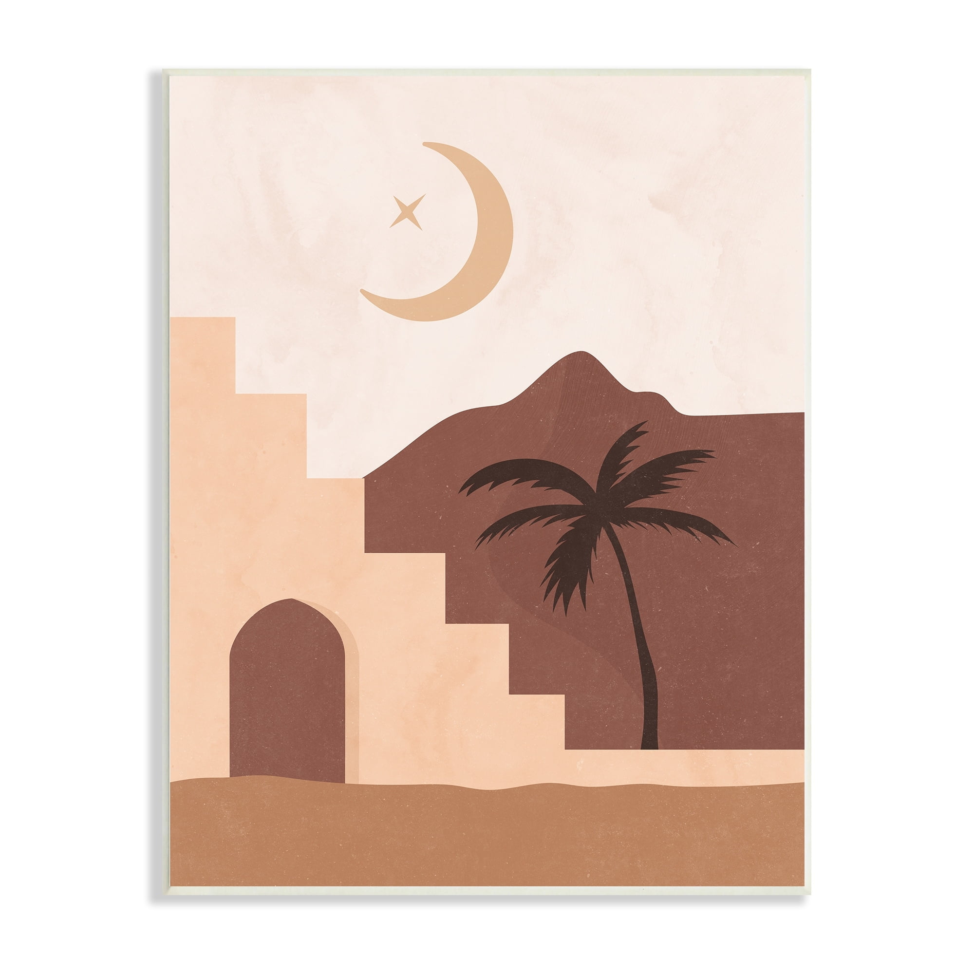 Stupell Industries Middle Eastern Night Deserted Oasis Retreat Palm Trees ,10 x 15, Design by Nina Blue