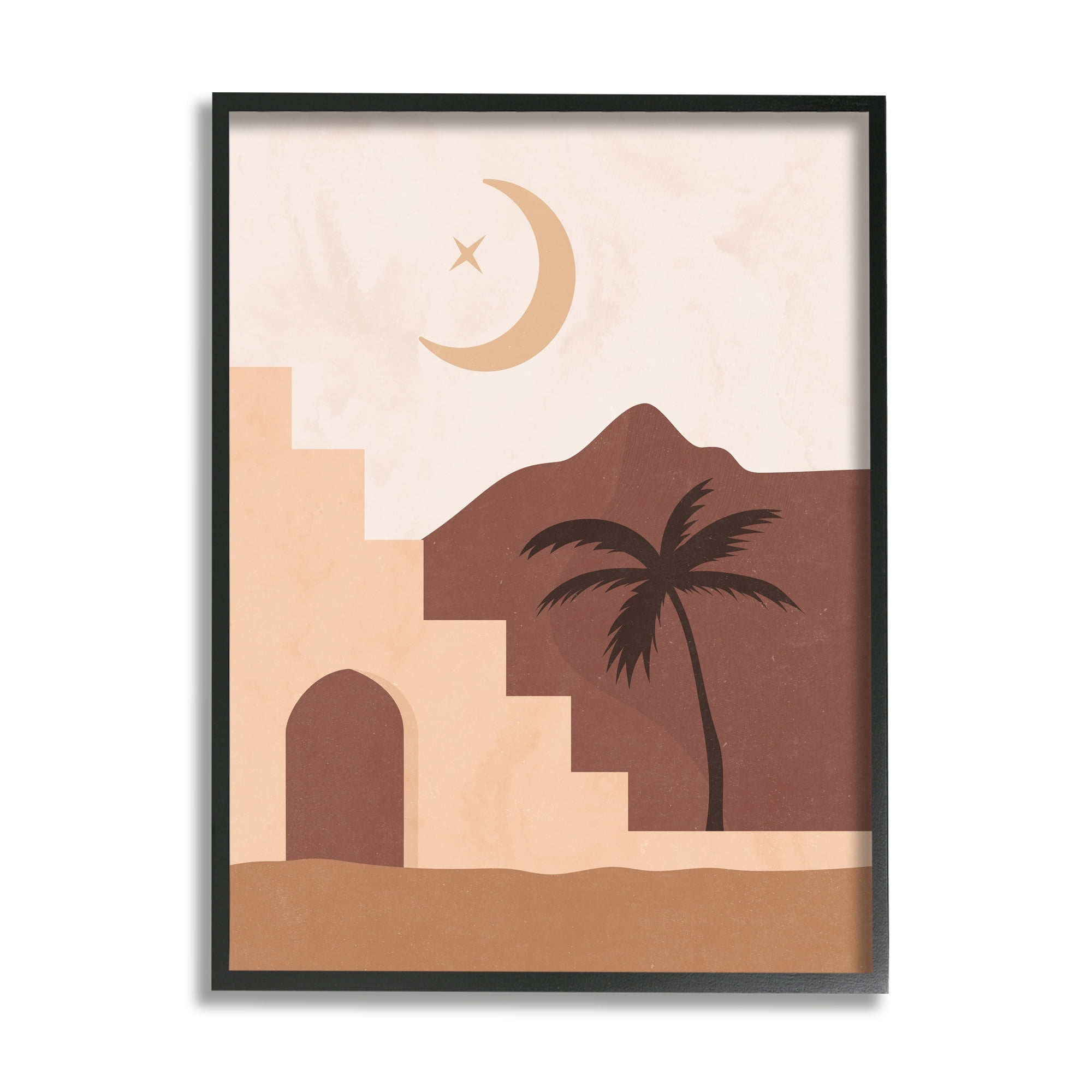 Stupell Industries Middle Eastern Night Deserted Oasis Retreat Palm Trees ,16 x 20, Design by Nina Blue