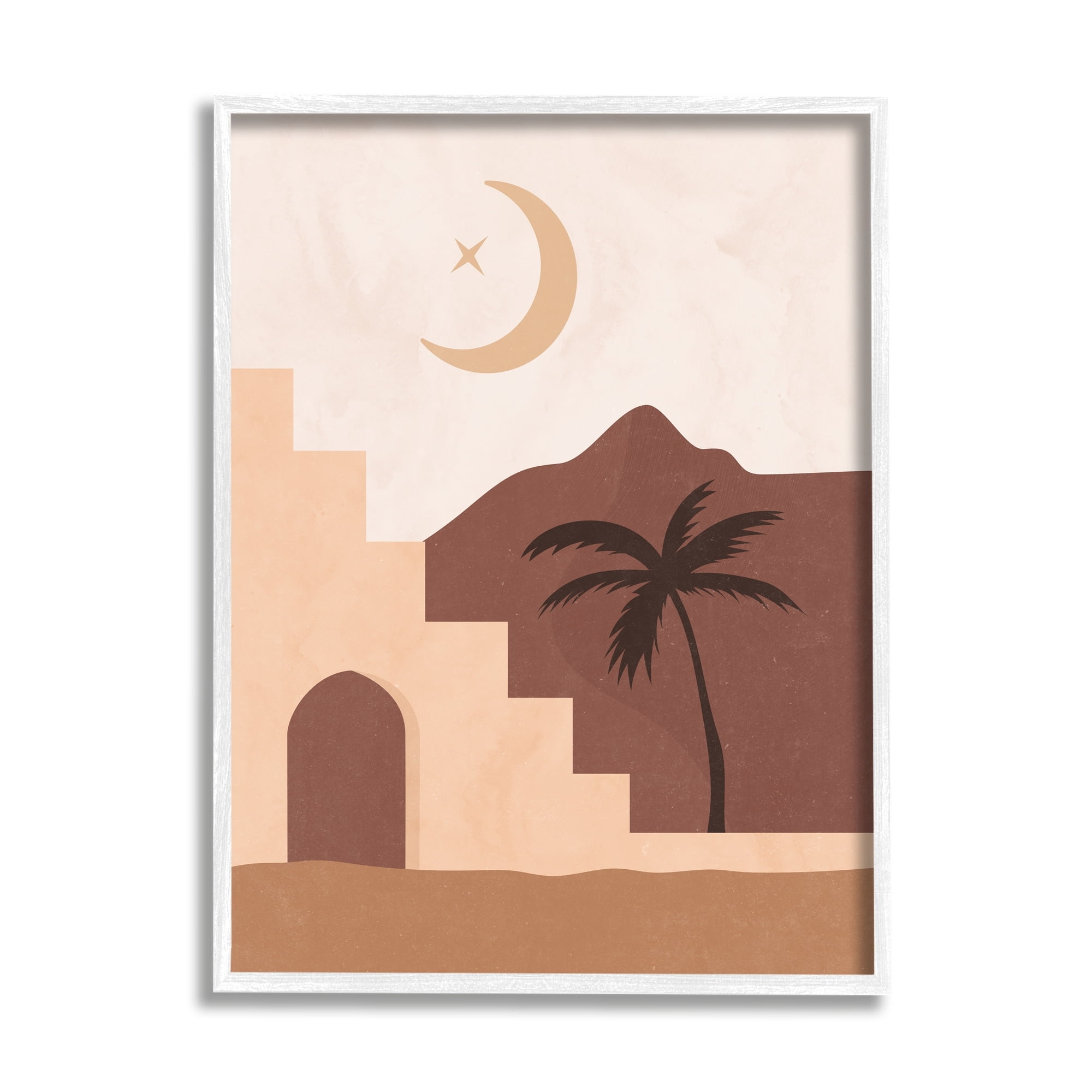 Stupell Industries Middle Eastern Night Deserted Oasis Retreat Palm Trees ,16 x 20, Design by Nina Blue