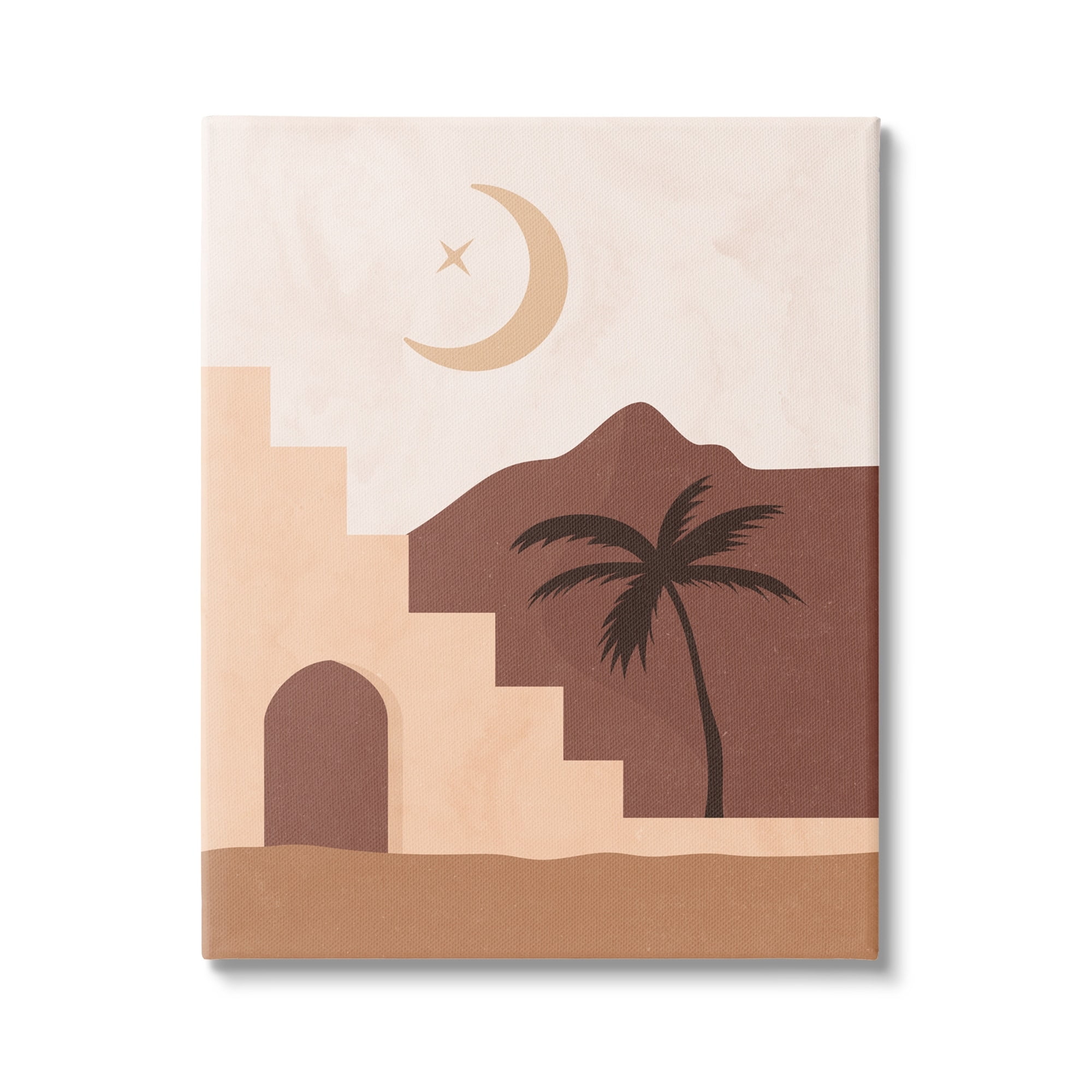 Middle Eastern Night Deserted Oasis Retreat Palm Trees Canvas Wall Art