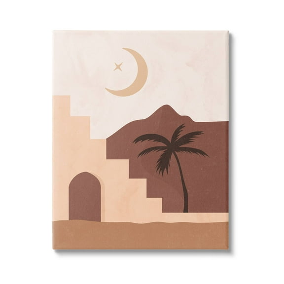 Stupell Industries Middle Eastern Night Deserted Oasis Retreat Palm Trees ,24 x 30, Design by Nina Blue