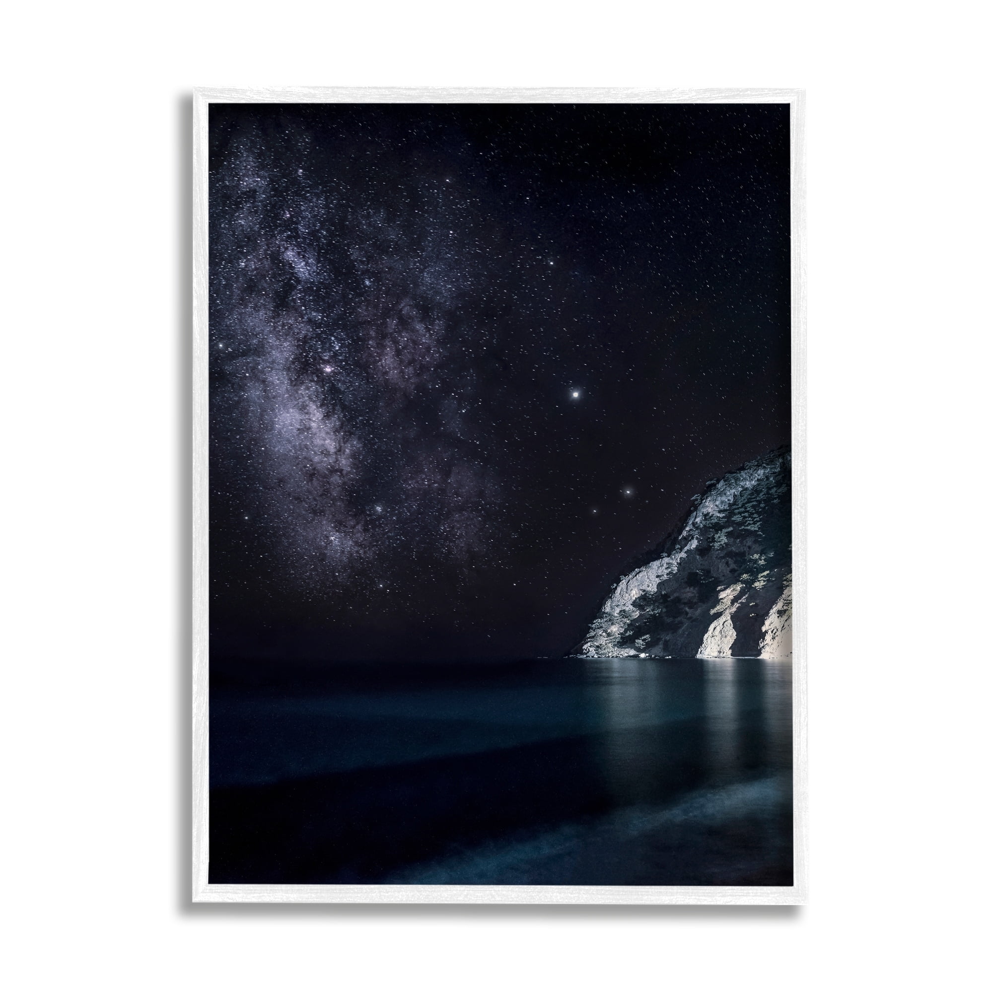 Stupell Industries Midnight Beach Coast Landscape Night Sky Galaxy Constellation, 11 x 14, Design by Dora Artemiadi