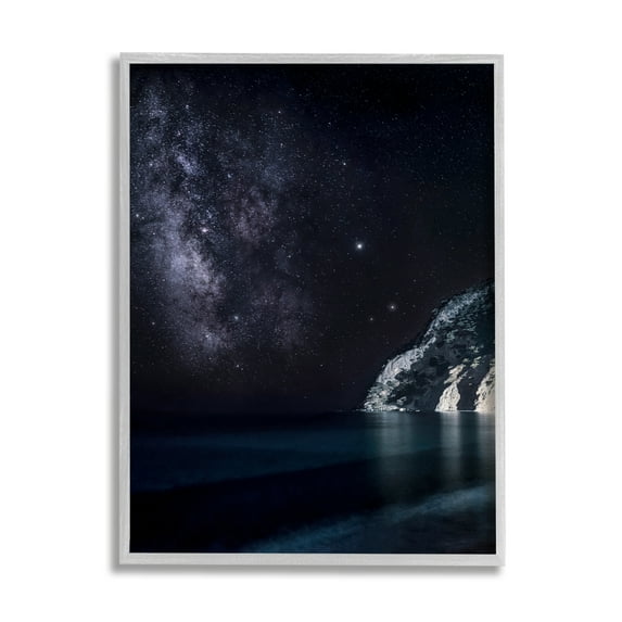 Stupell Industries Midnight Beach Coast Landscape Night Sky Galaxy Constellation, 16 x 20, Design by Dora Artemiadi