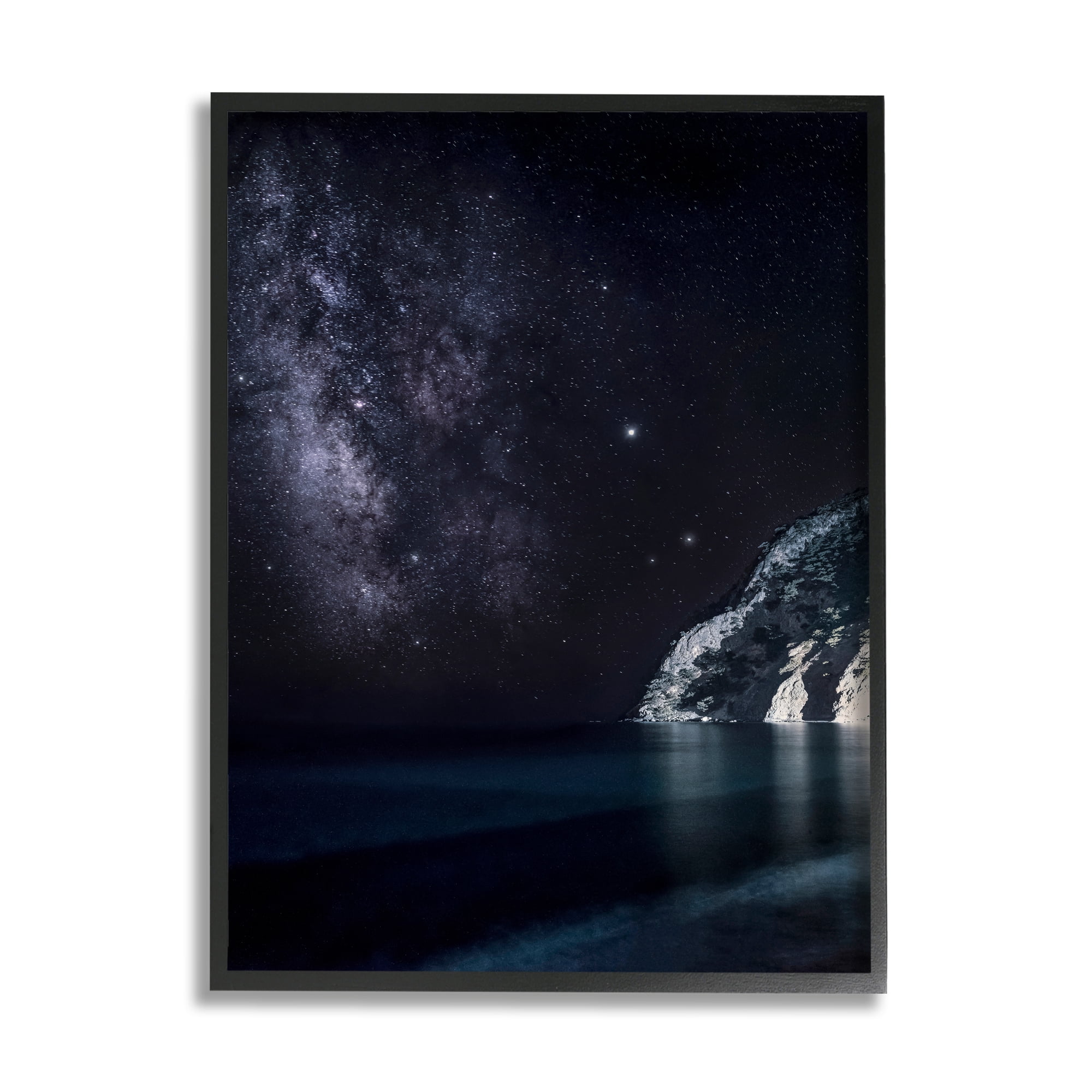 Stupell Industries Midnight Beach Coast Landscape Night Sky Galaxy Constellation, 16 x 20, Design by Dora Artemiadi
