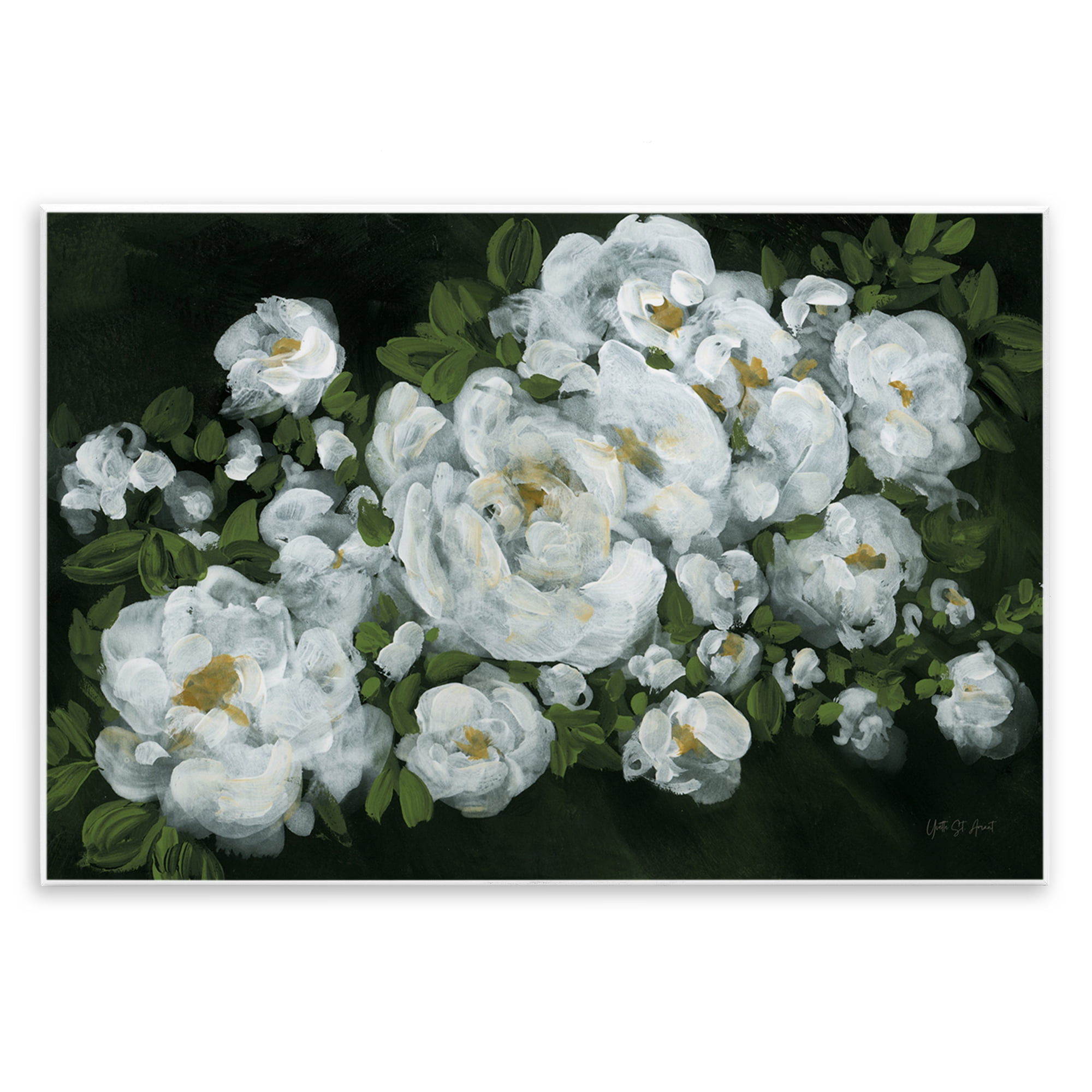 Stupell Industries Midnight Blooming Roses Botanical & Floral Painting Unframed Art Print Wall Art, 19 x 13