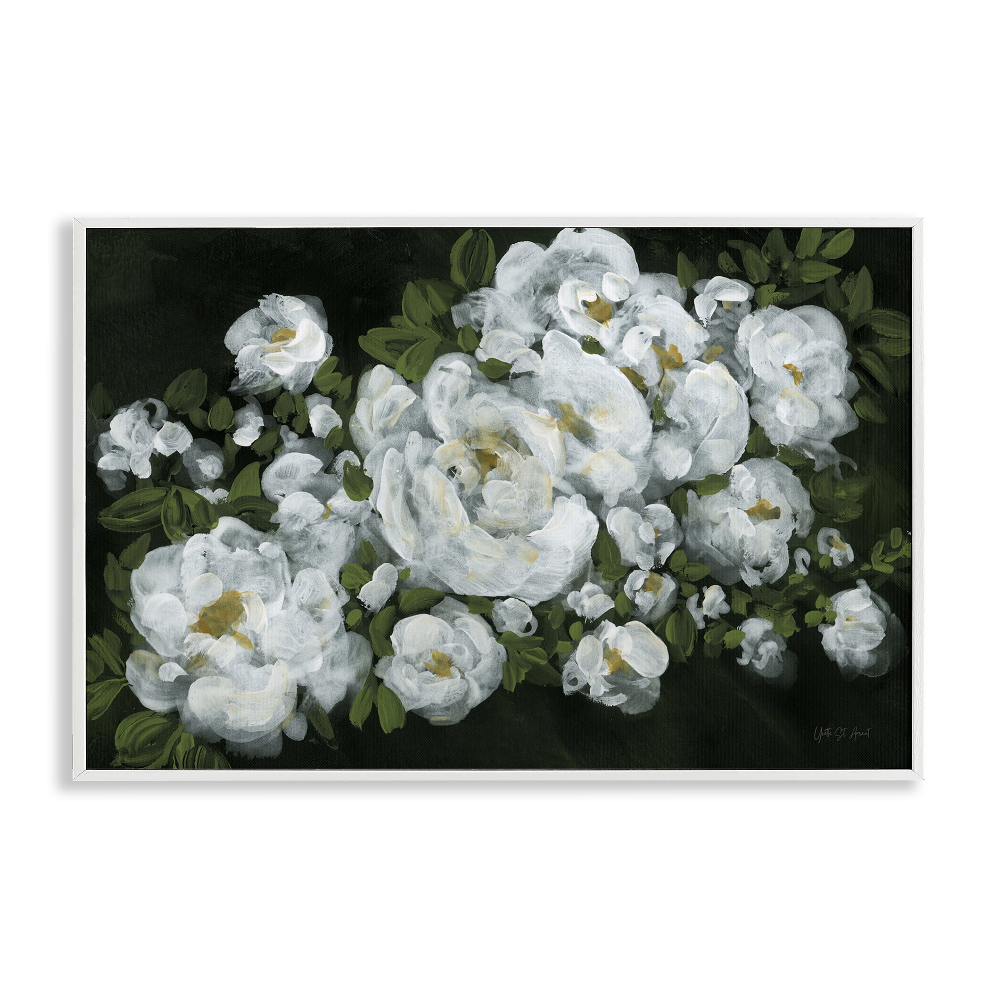 Stupell Industries Midnight Blooming Roses Botanical & Floral Painting White Framed Art Print Wall Art, 18 x 12