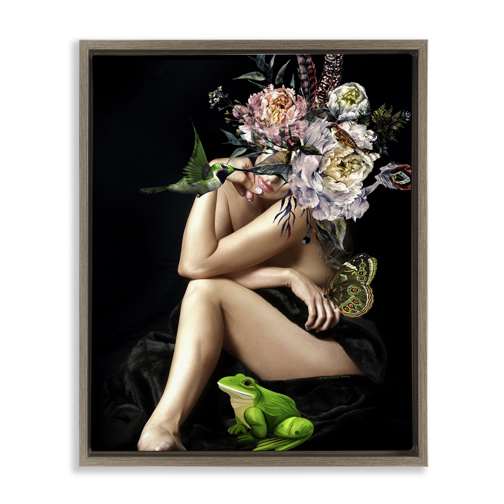 Stupell Industries Midnight Elevations Portrait Abstract Painting Brown Floater Framed Canvas Art Print Wall Art, 17 x 21