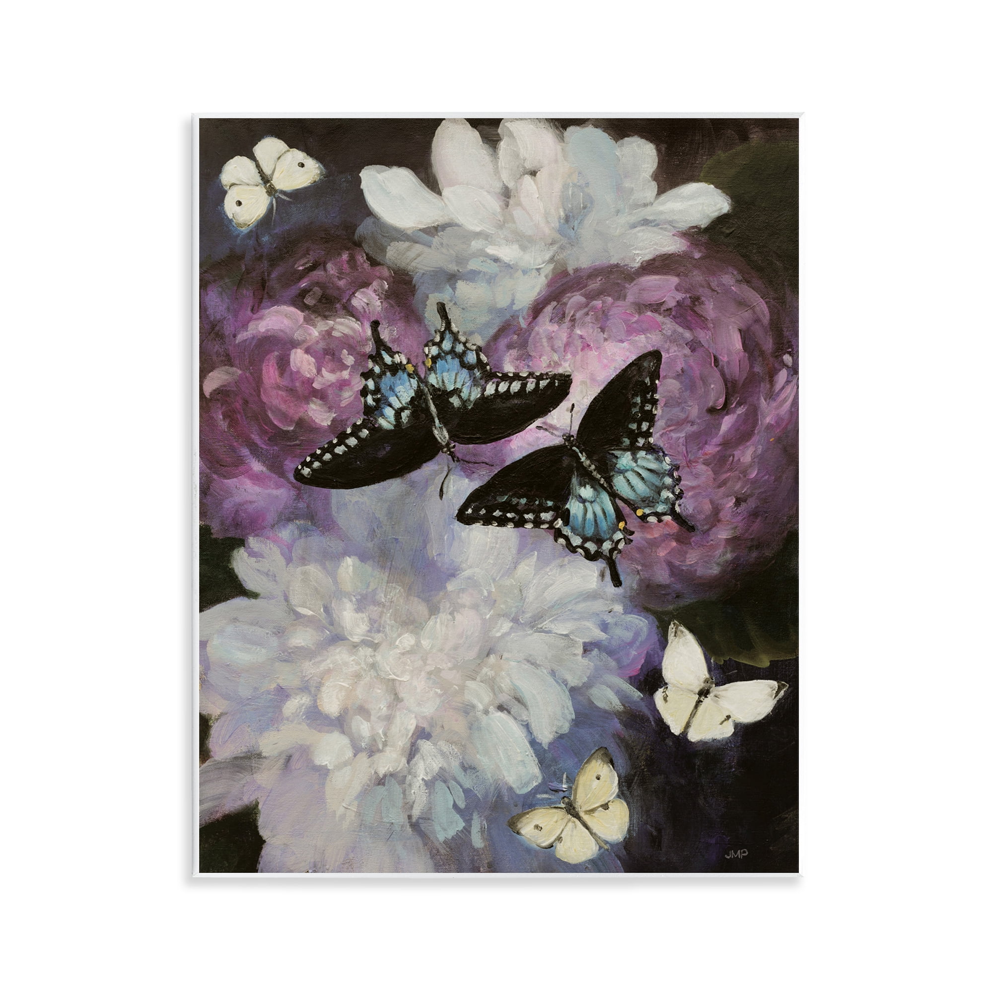 Stupell Industries Midnight Garden Butterflies Animals & Insects Painting Unframed Art Print Wall Art, 11 x 14