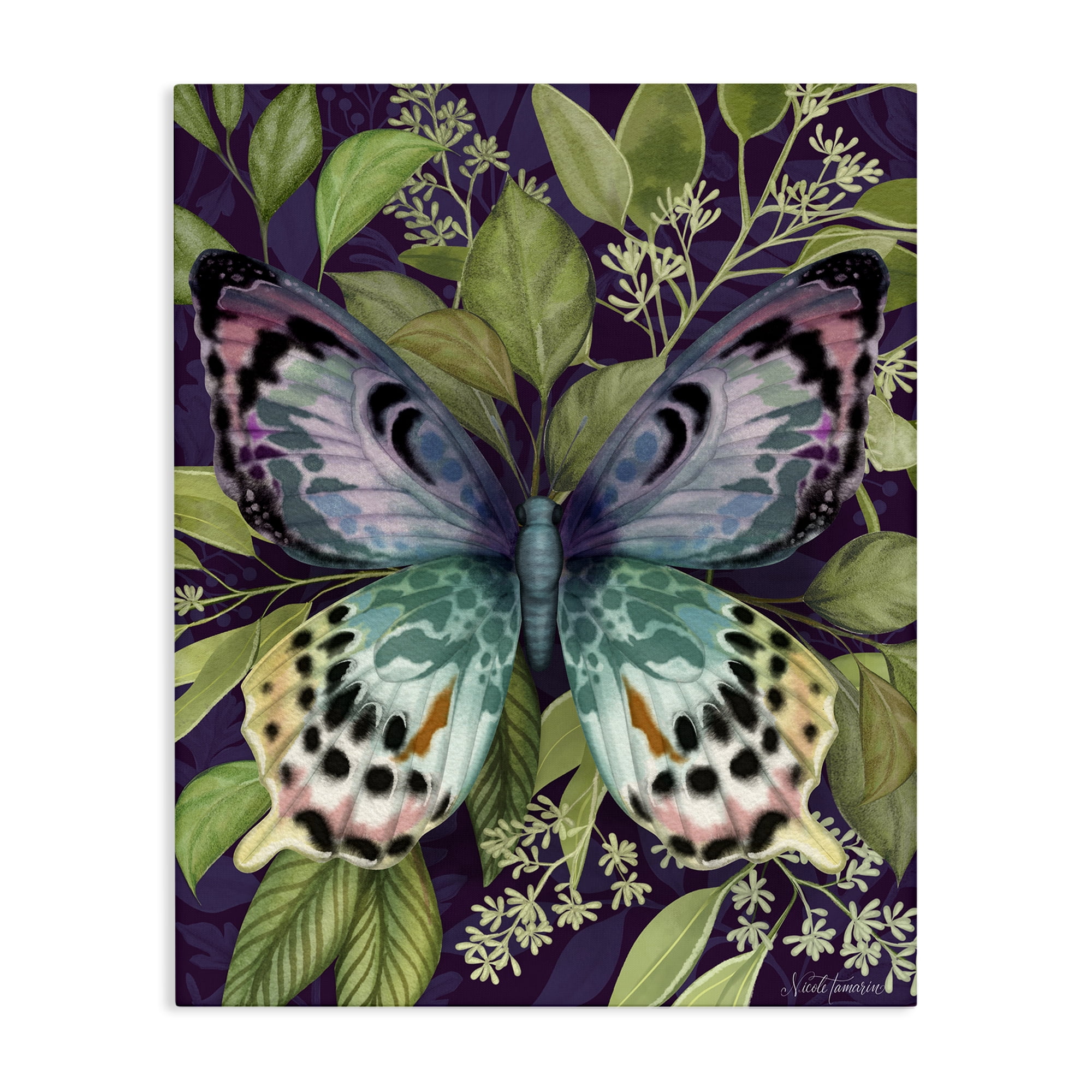 Stupell Industries Midnight Garden Butterfly Canvas Wall Art, design by Nicole Tamarin