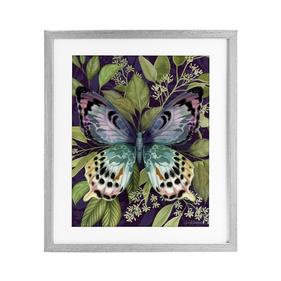 Stupell Industries Eclectic Midnight Garden Butterfly Gray Framed Print Under Glass, 17 x 21, by Nicole Tamarin