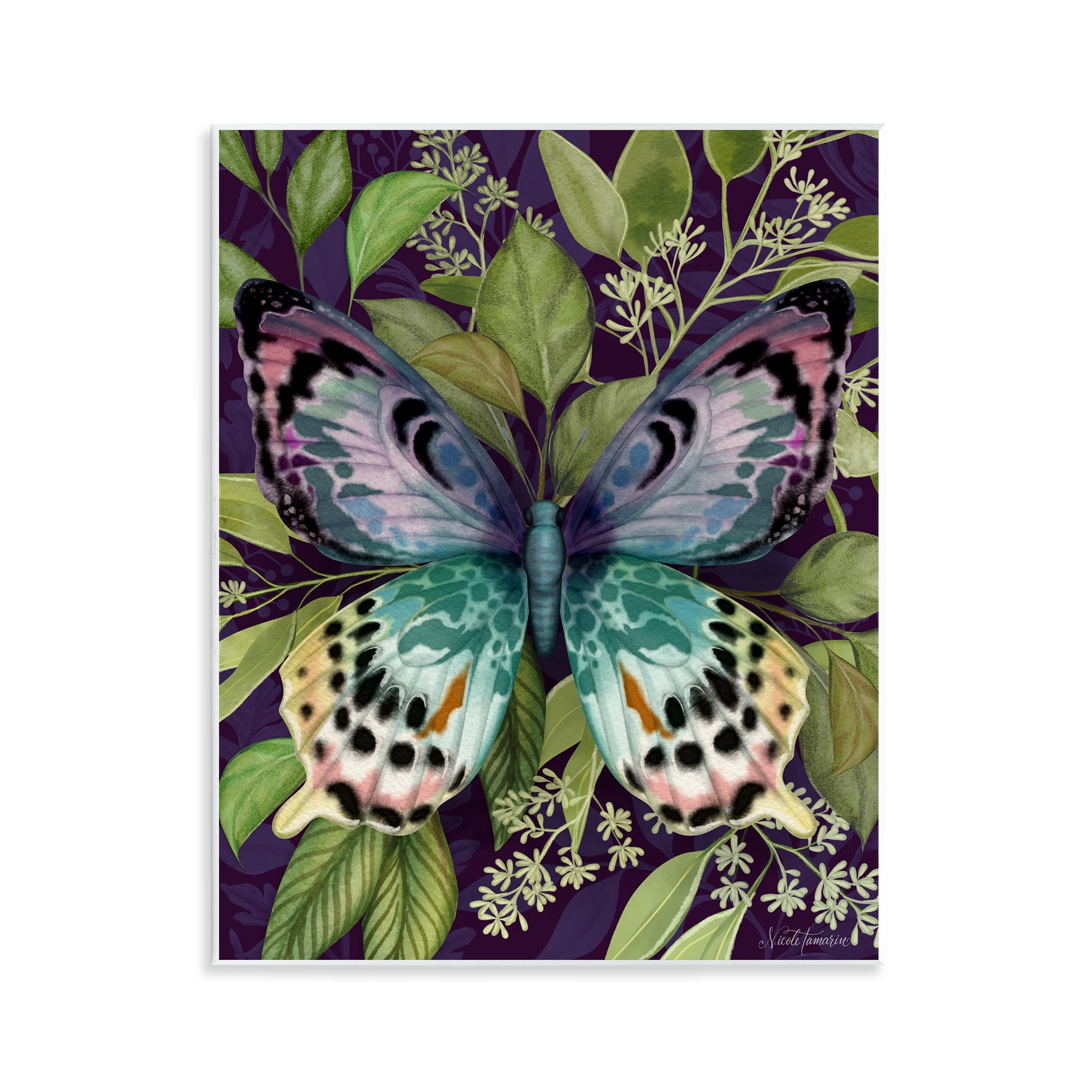 Stupell Industries Midnight Garden Butterfly Wall Plaque Art, design by Nicole Tamarin