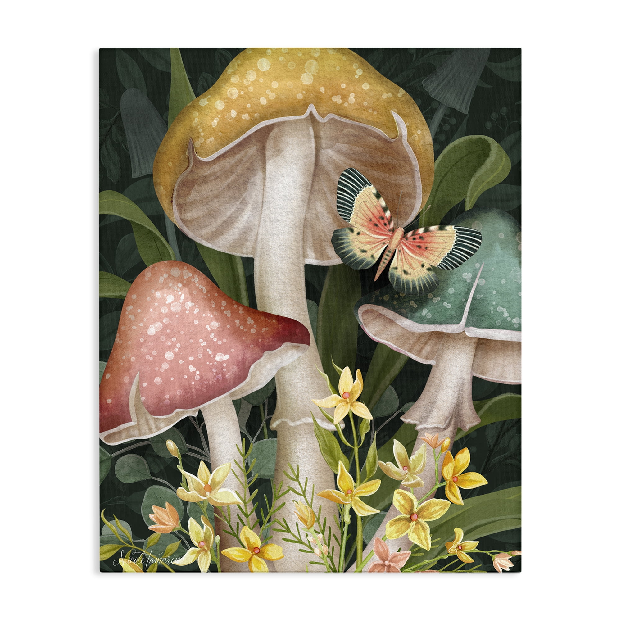 Stupell Industries Midnight Garden Mushrooms Canvas Wall Art, design by Nicole Tamarin