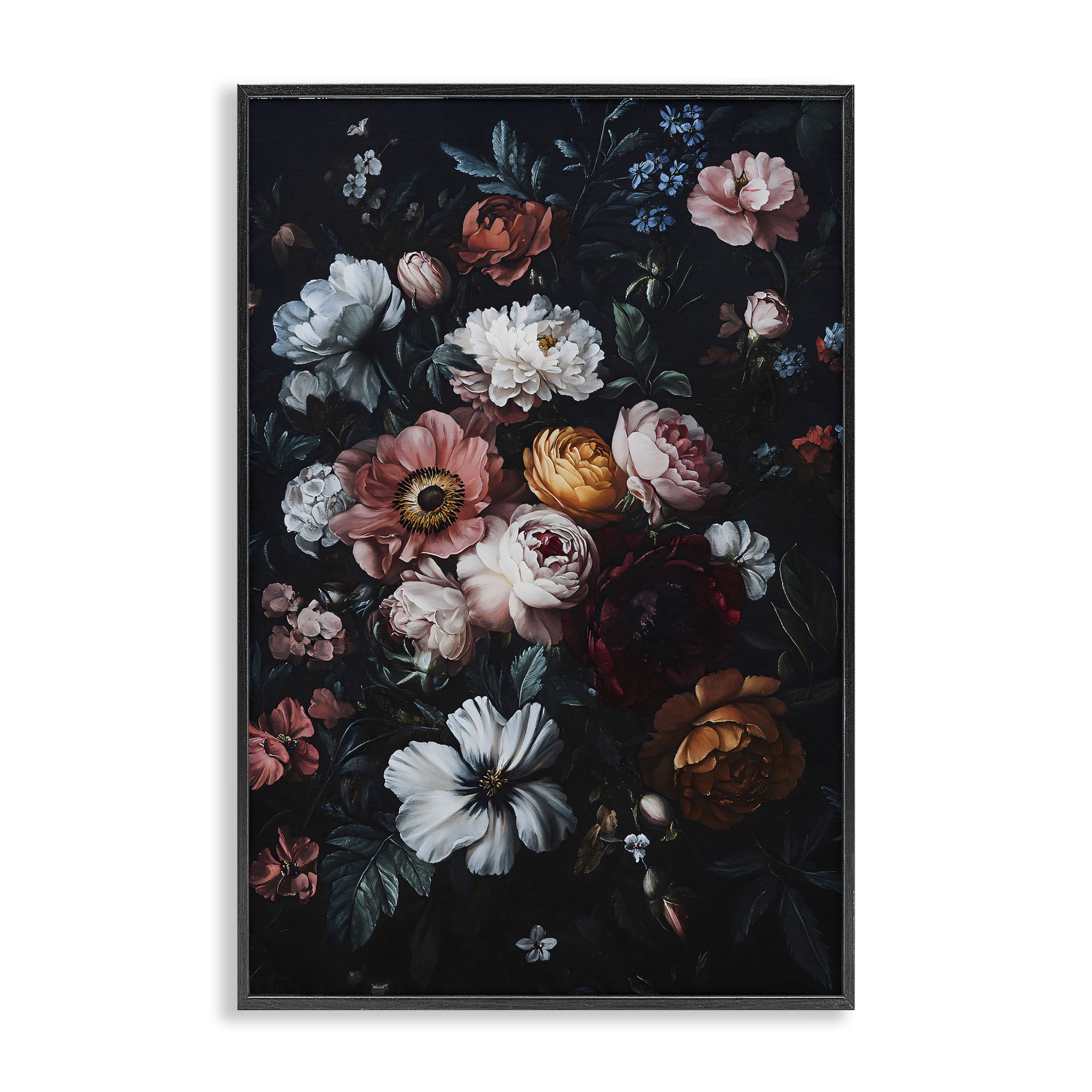 Stupell Industries Midnight Garden Velvet Florals Black Framed Giclee Art, design by Creative Studio