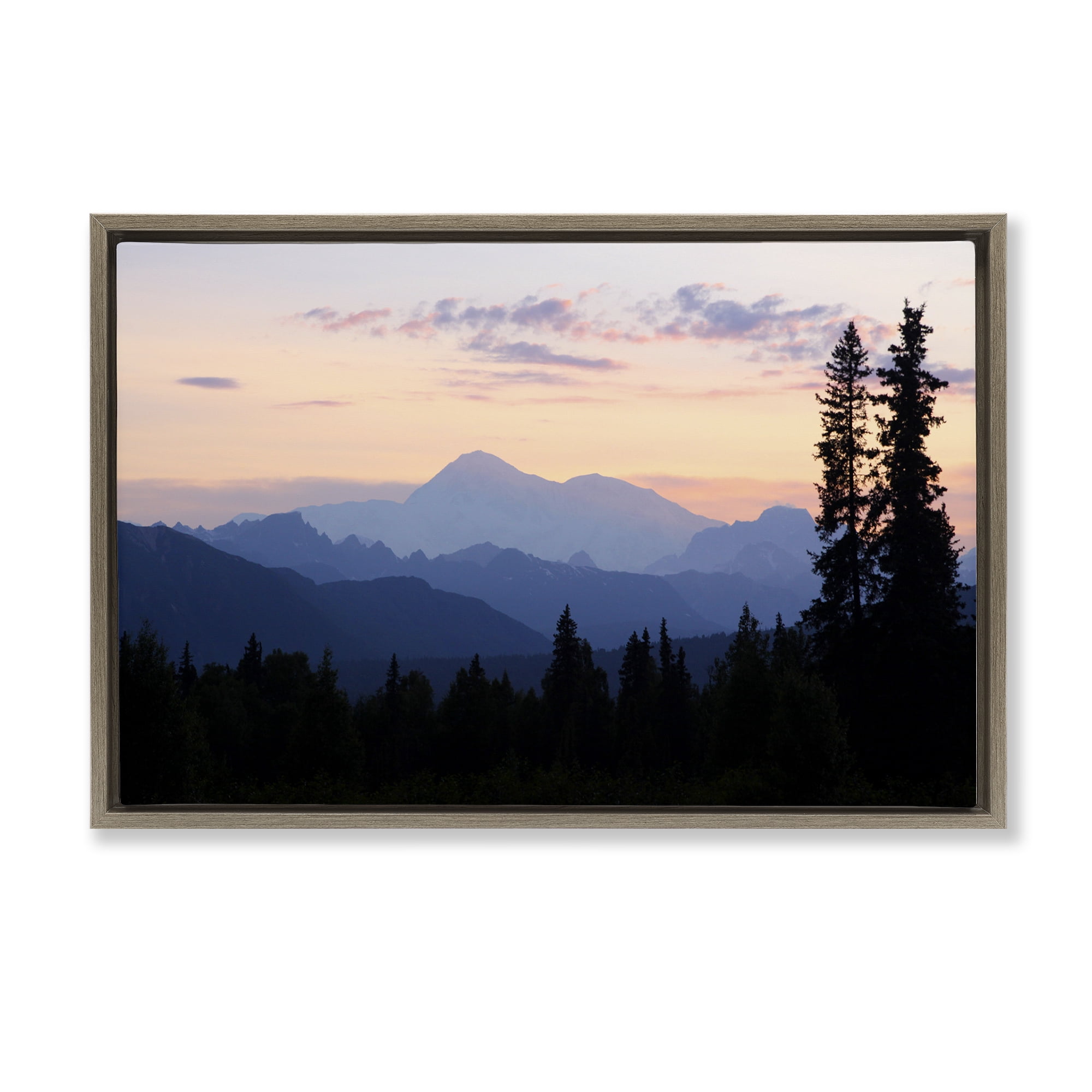 Stupell Industries Midnight On Mountain Landscape & Nature Photography Brown Floater Framed Canvas Art Print Wall Art, 25 x 17
