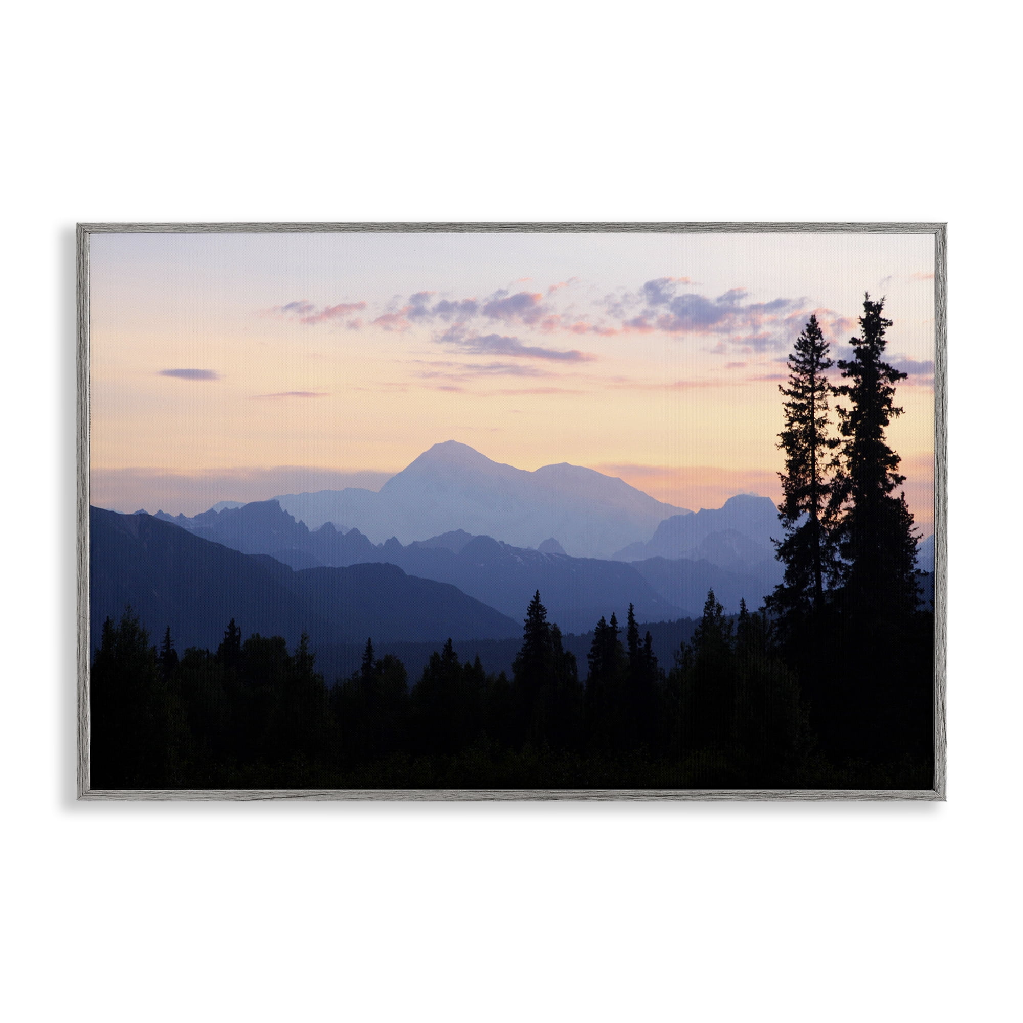 Stupell Industries Midnight On Mountain Landscape & Nature Photography Gray Framed Art Print Wall Art, 24 x 16