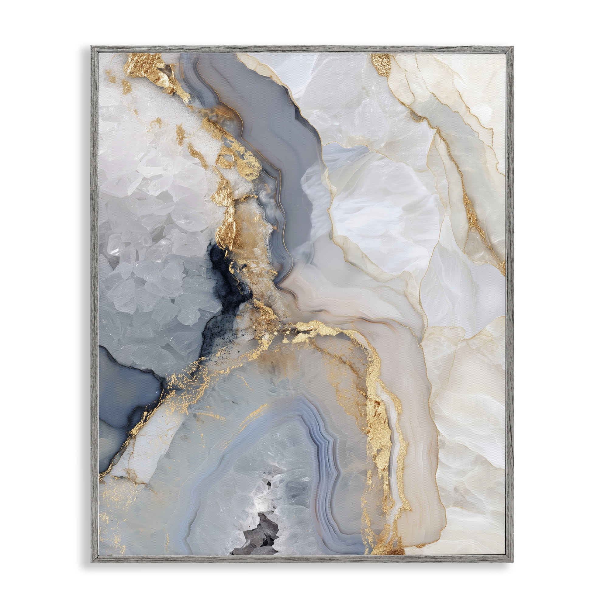 Stupell Industries Midnight Ore Crystals Gray Framed Giclee Art, design by Svetlana Aleynikova