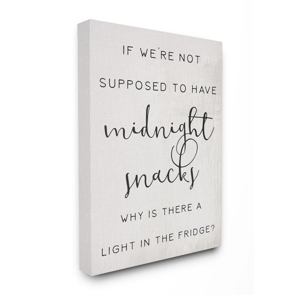 Stupell Industries Midnight Snack Joke Hungry Kitchen Phrase Black White Canvas Wall Art Design by Daphne Polselli, 16" x 20"