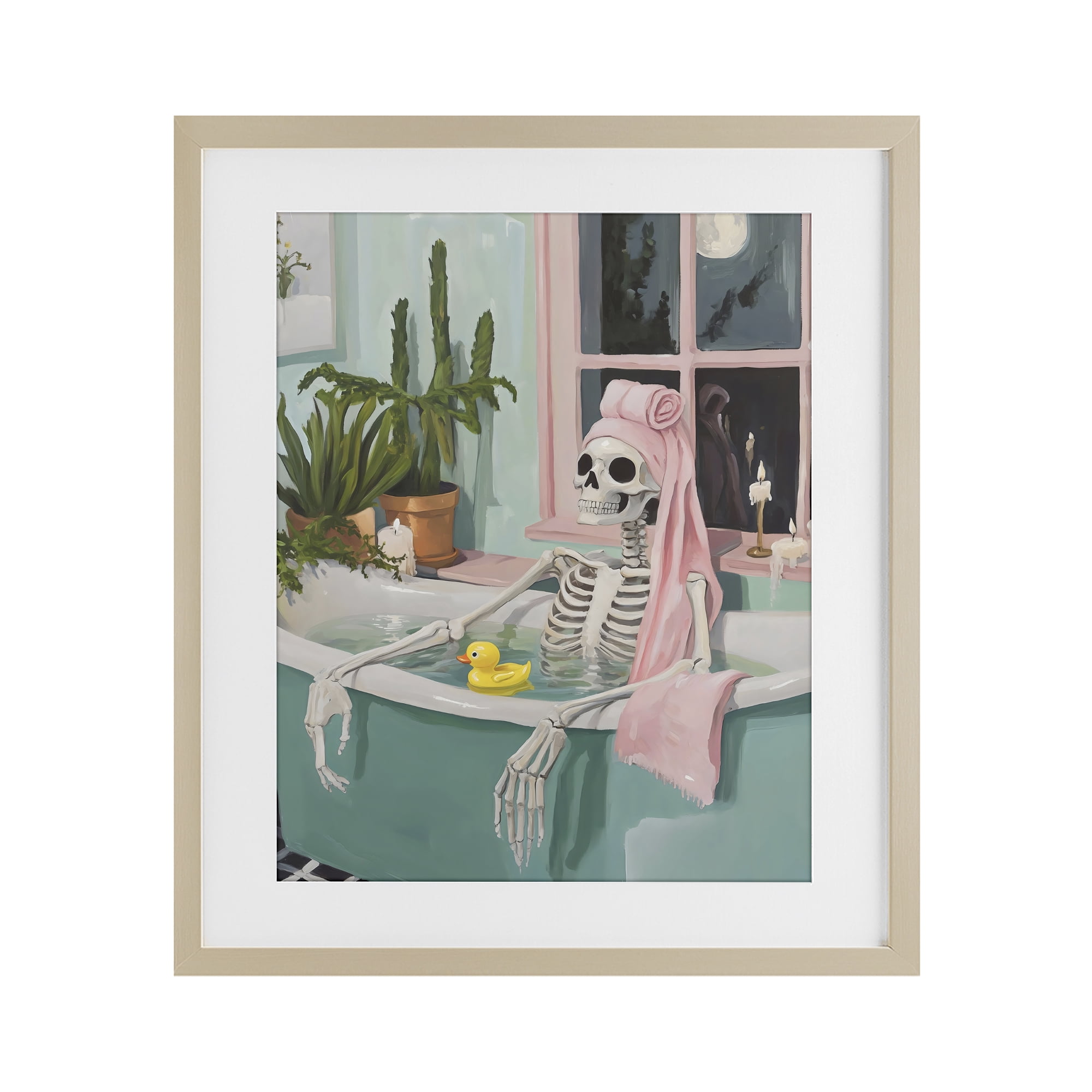Stupell Industries Midnight Soak Skeleton Birch Framed Print Under Glass, design by The Prints Vibe