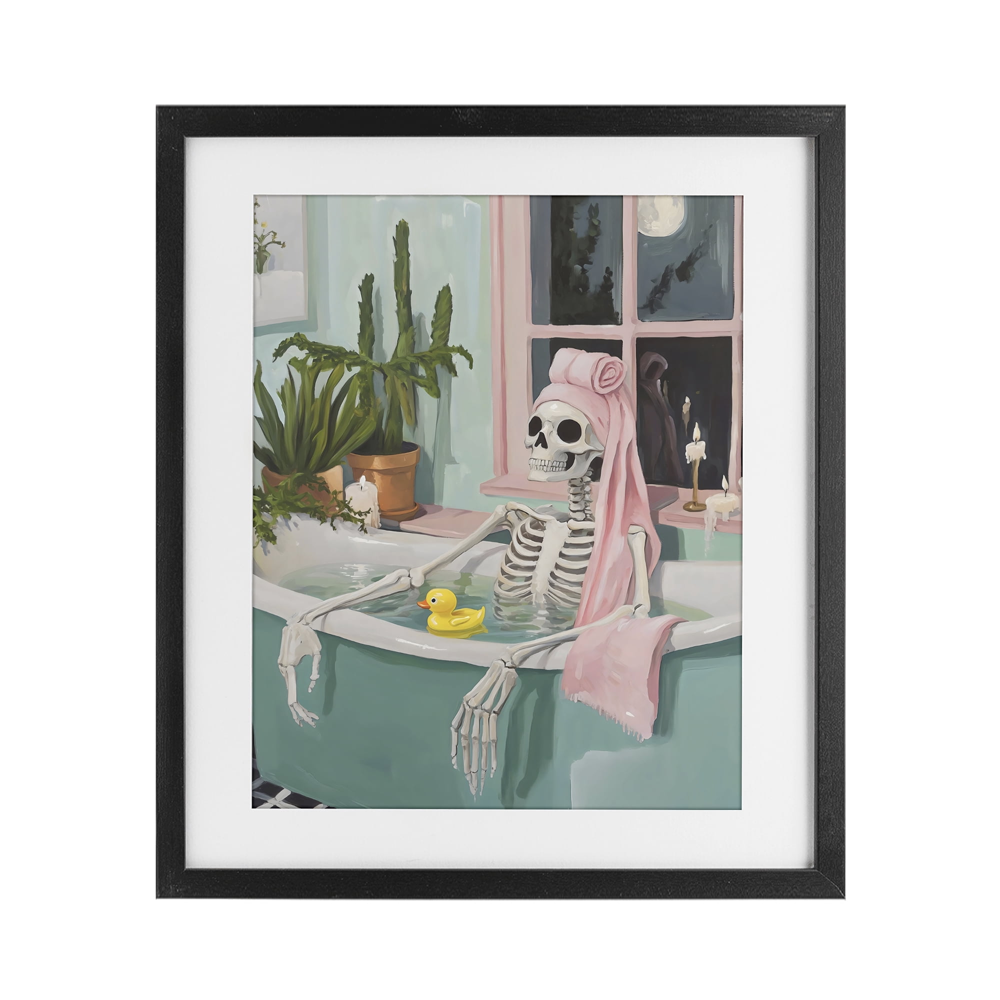 Stupell Industries Midnight Soak Skeleton Black Framed Print Under Glass, design by The Prints Vibe